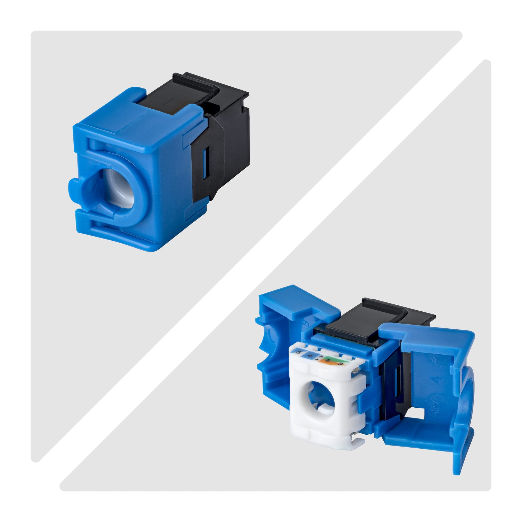 StarTech.com Cat6 Keystone Jack Modul, 24er-Pack RJ45 Ethernet Keystone Buchse, UTP Cat6 Wandbuchse, 180 Grad, werkzeuglos, Schwarz, Flach, Schwarz, Blau, RJ-45, Buchse, Buchse, 10GBase-T