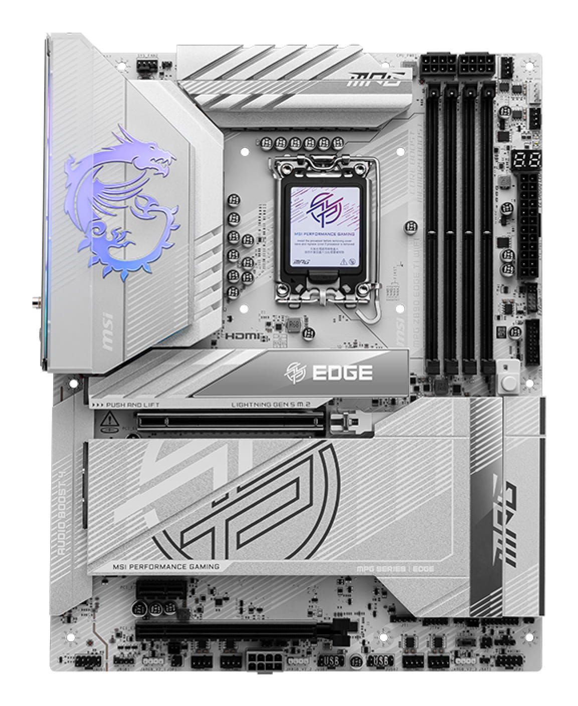MSI MPG Z890 EDGE TI WIFI - Motherboard - ATX - LGA1851 Sockel - Z890 Chipsatz - USB4, USB 3.2 Gen 1, USB 3.2 Gen 2, USB-C 3.2 Gen 2x2, USB-C 3.2 Gen2 - 5 Gigabit Ethernet, Wi-Fi 7, Bluetooth - Onboard-Grafik (CPU erforderlich)