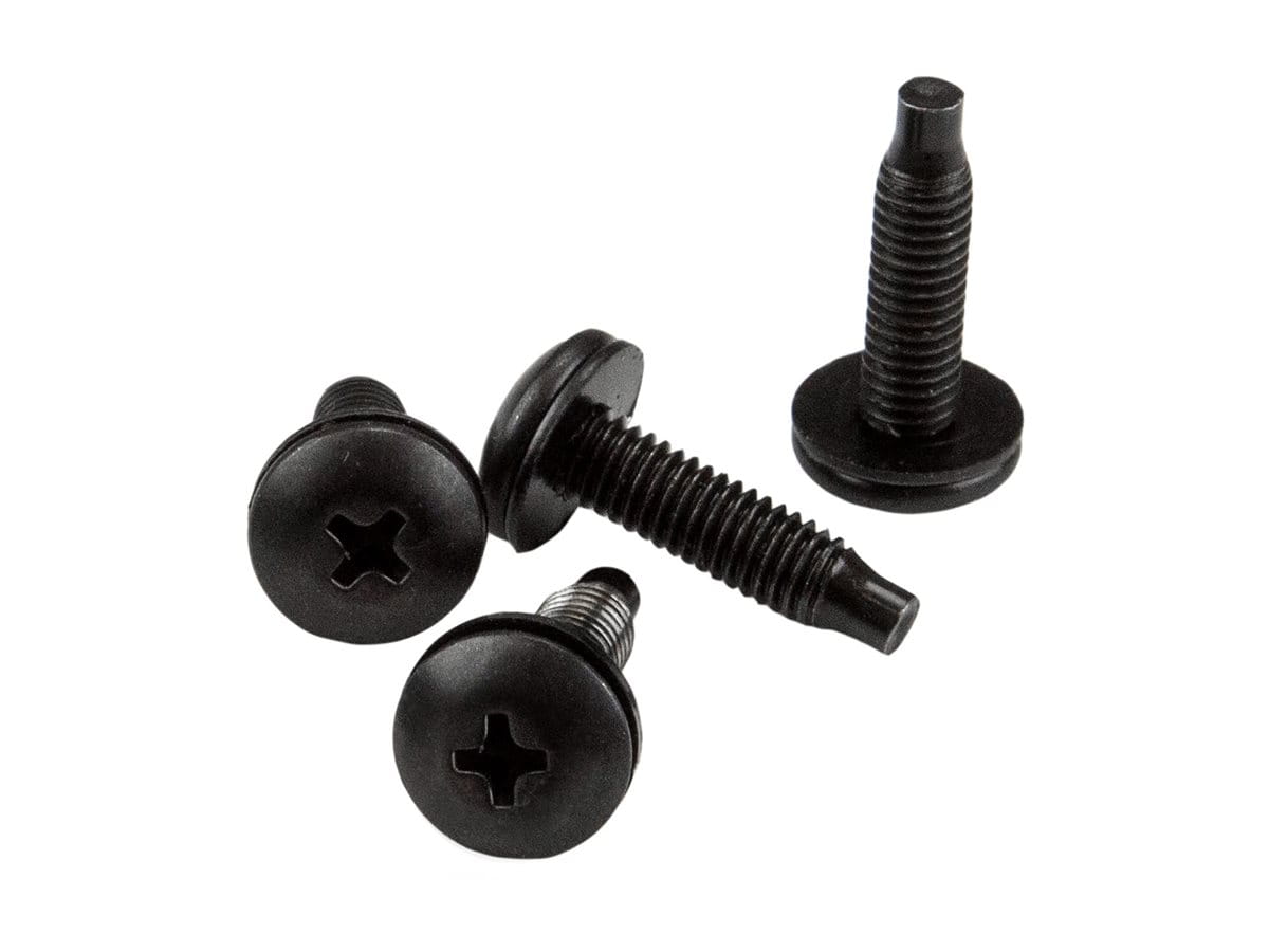 StarTech.com 50er-Pack 10-32 19mm Rackschrauben Set für 19 und 10 Zoll Serverracks, Netzwerkschränke und Gehäuse, Schwarz, TAA, Schraube, Schwarz, 50 Stück(e), 181 g