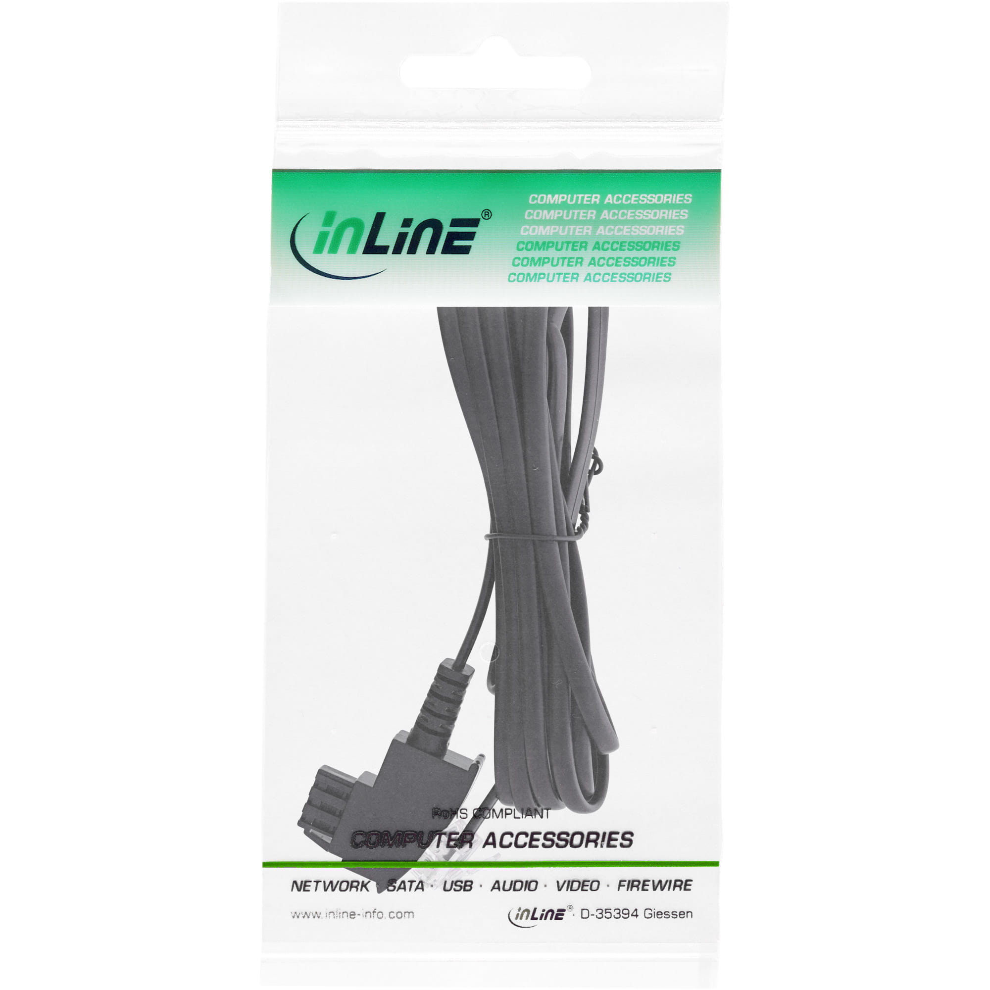 InLine TAE-F Kabel für DSL Splitter - TAE-F ST an Western 6/2 DEC ST - 0,5m