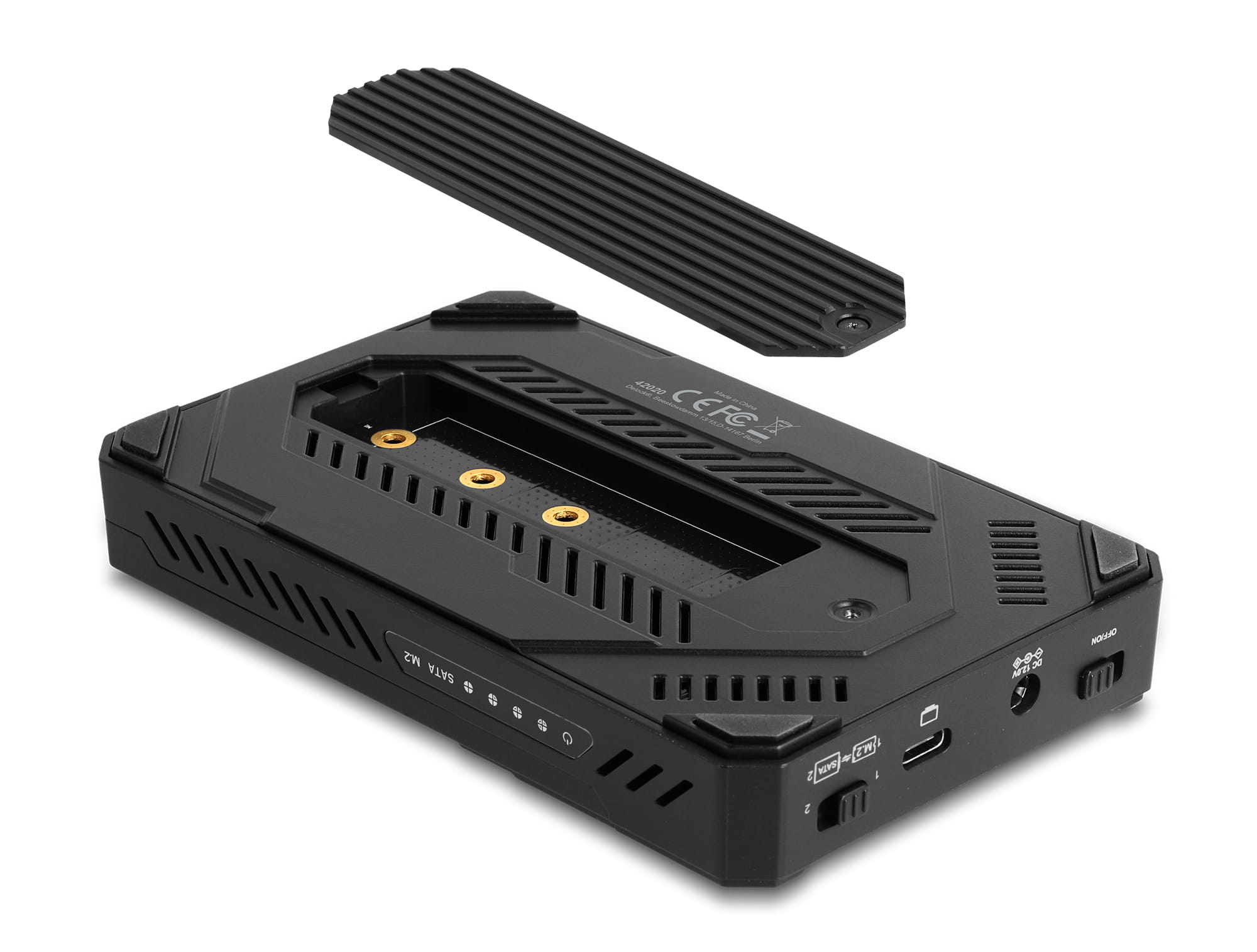 Delock Speichergehäuse - für 1 x M.2 NVMe SSD + 1 x 2,5" SATA SSD / HDD, USB Typ C, mit Klonfunktion - 2.5", M.2 (6.4 cm)