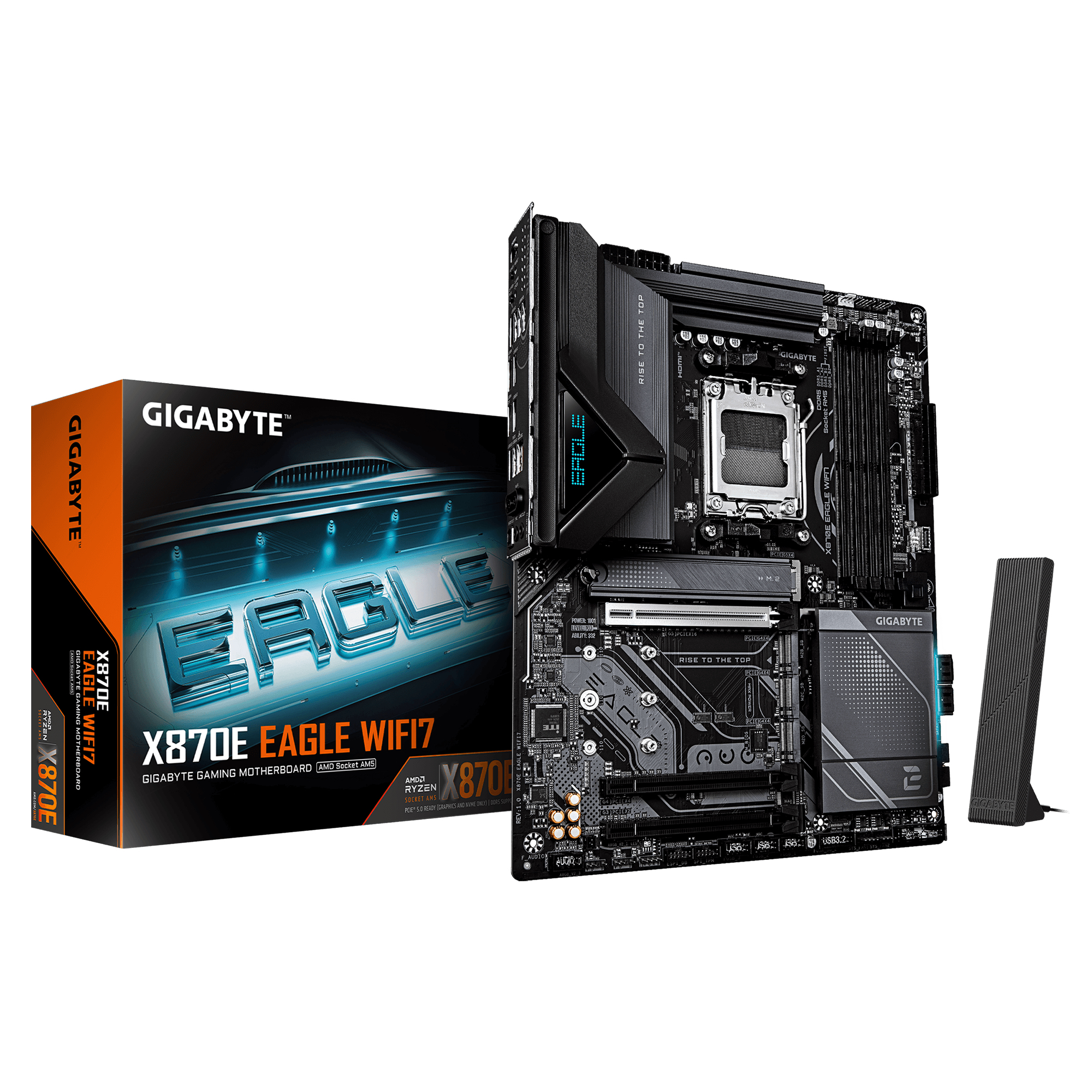 Gigabyte X870E EAGLE WIFI7 - Motherboard - ATX - Socket AM5 - AMD X870E Chipsatz - USB4, USB 3.2 Gen 1, USB-C 3.2 Gen 2x2, USB 3.2 Gen 2 - 5 Gigabit Ethernet, Wi-Fi 7, Bluetooth - Onboard-Grafik (CPU erforderlich)