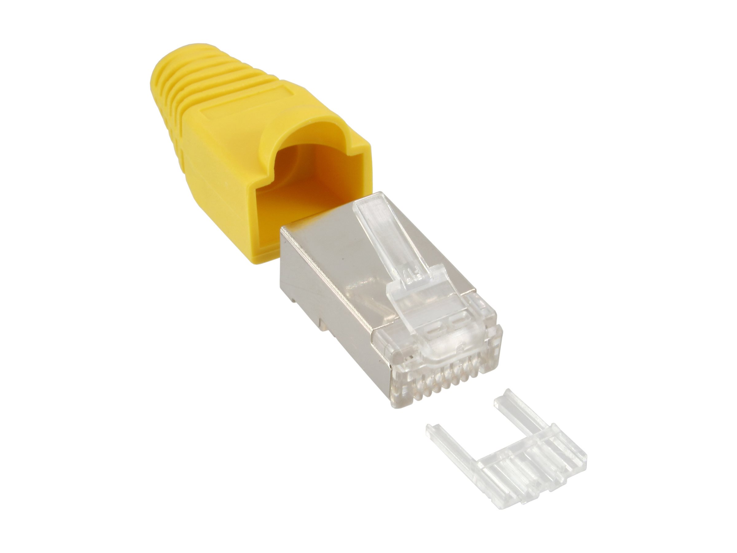 InLine Crimpstecker RJ45 geschirmt - Knickschutz gelb - 10er Pack