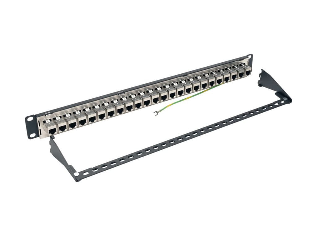 Tripp Eaton Tripp Lite Series 24-Port Cat6a Patch Panel Shielded Feedthrough Rackmount RJ45 1U - Patch Panel - CAT 6a - STP - RJ-45 X 24 - 1U - 48.3 cm (19")