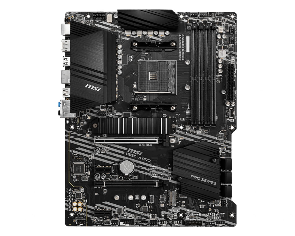MSI B550-A PRO - Motherboard - ATX - Socket AM4 - AMD B550 Chipsatz - USB-C Gen2, USB-C Gen1, USB 3.2 Gen 1, USB 3.2 Gen 2 - Gigabit LAN - Onboard-Grafik (CPU erforderlich)