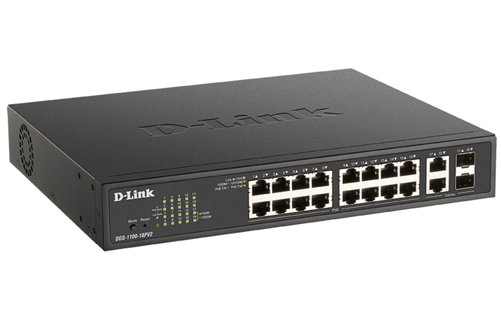 D-Link DGS 1100-18PV2 - Switch - Smart - 16 x 10/100/1000 (PoE+)