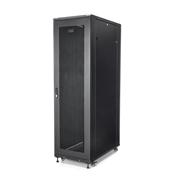 StarTech.com 4-Pfosten 42HE Server Rack Gehäuse, 19" Serverschrank - Schrank Netzwerkschrank - bodenstehend - Schwarz - 42HE - 48.3 cm (19")