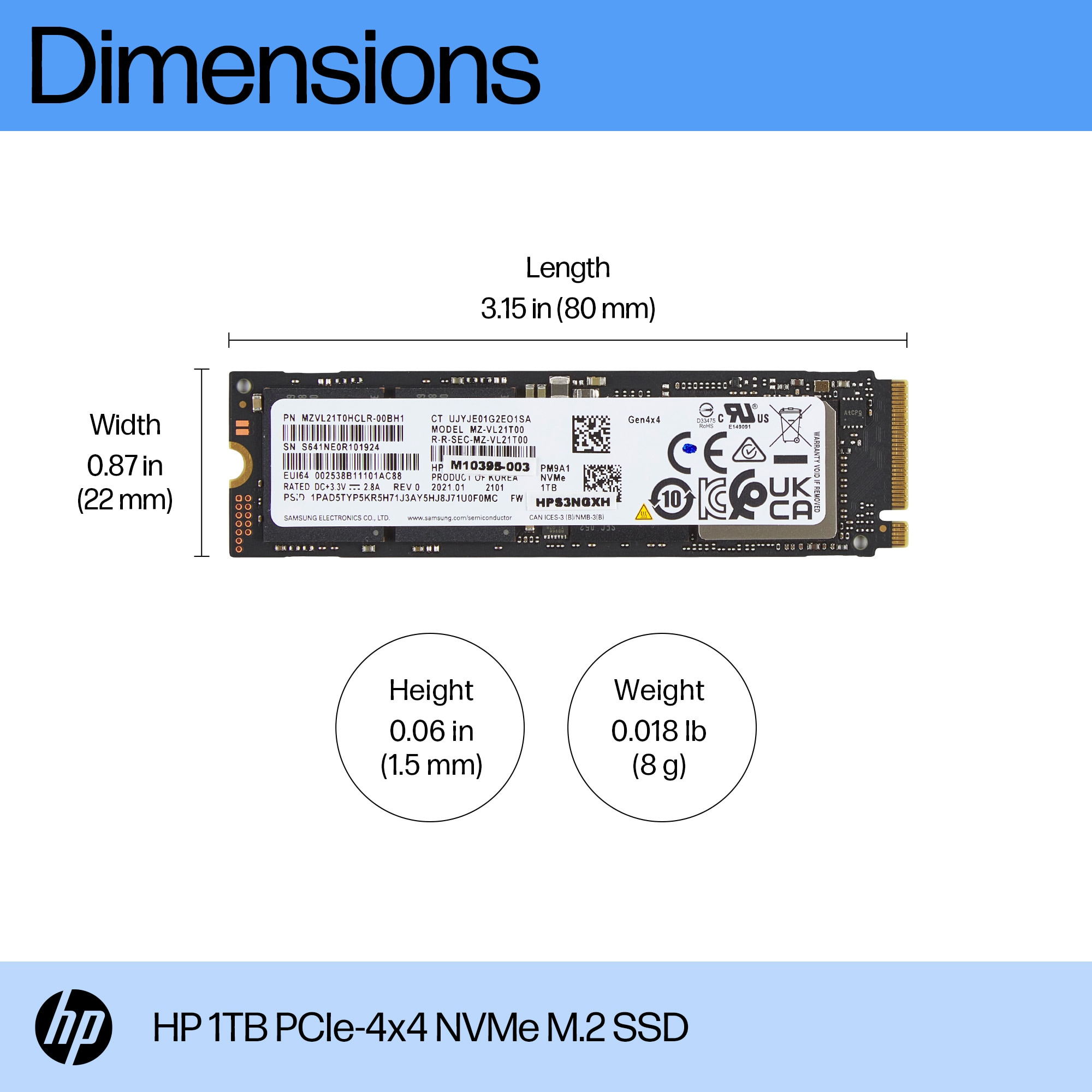 HP Solid-State-Laufwerk, PCIe 4x4 NVMe, (1 TB), 1 TB, M.2