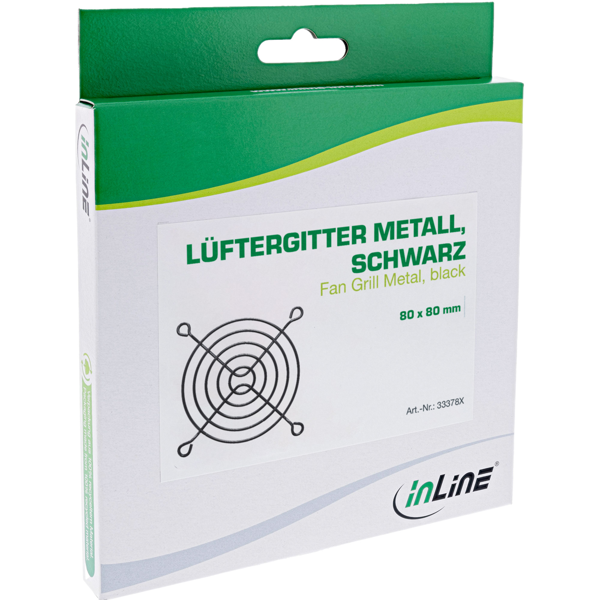 InLine Lüftergitter Metall - schwarz - 80x80mm