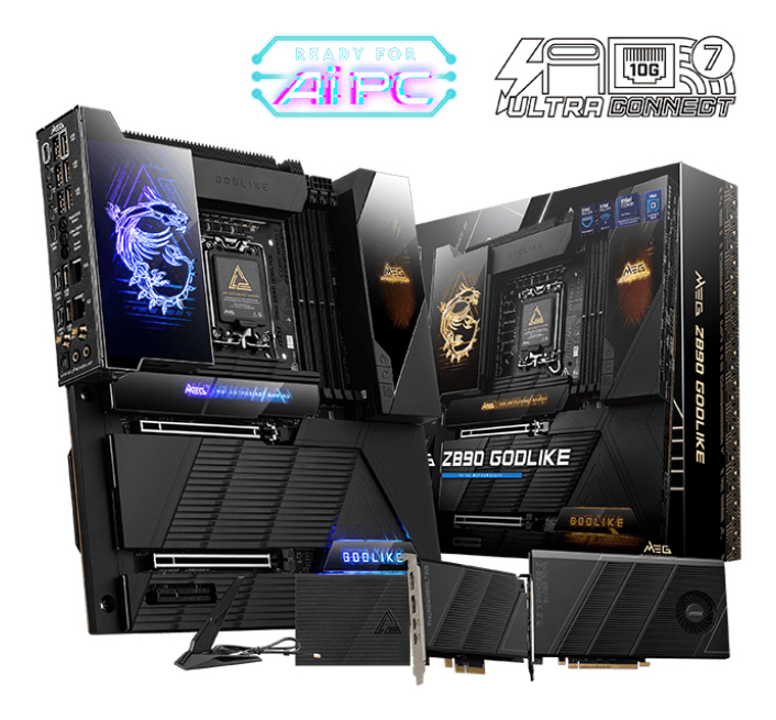 MSI MEG Z890 GODLIKE - Motherboard - E-ATX - LGA1851-Sockel - Z890 Chipsatz - USB4, USB 3.2 Gen 1, USB 3.2 Gen 2, USB-C 3.2 Gen 2x2, USB-C 3.2 Gen2 - 10 Gigabit LAN, 5 Gigabit Ethernet, Wi-Fi 7, Bluetooth - Onboard-Grafik (CPU erforderlich)