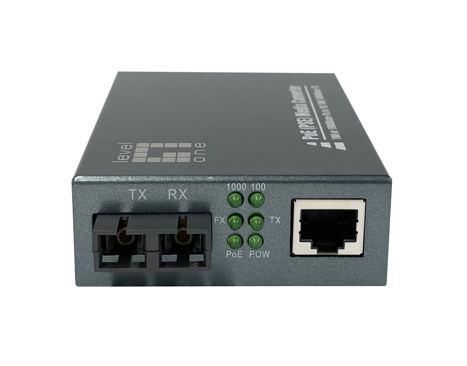 LevelOne Gigabit RJ45 zu SC Mediakonverter, PoE PSE, Multi-Mode Glasfaser, 0.5km, 1000 Mbit/s, IEEE 802.3, IEEE 802.3ab, IEEE 802.3af, IEEE 802.3at, IEEE 802.3u, IEEE 802.3x, IEEE 802.3z, 10,100,1000 Mbit/s, 10BASE-T, 100BASE-T, 1000BASE-T, Voll, Halb, 5