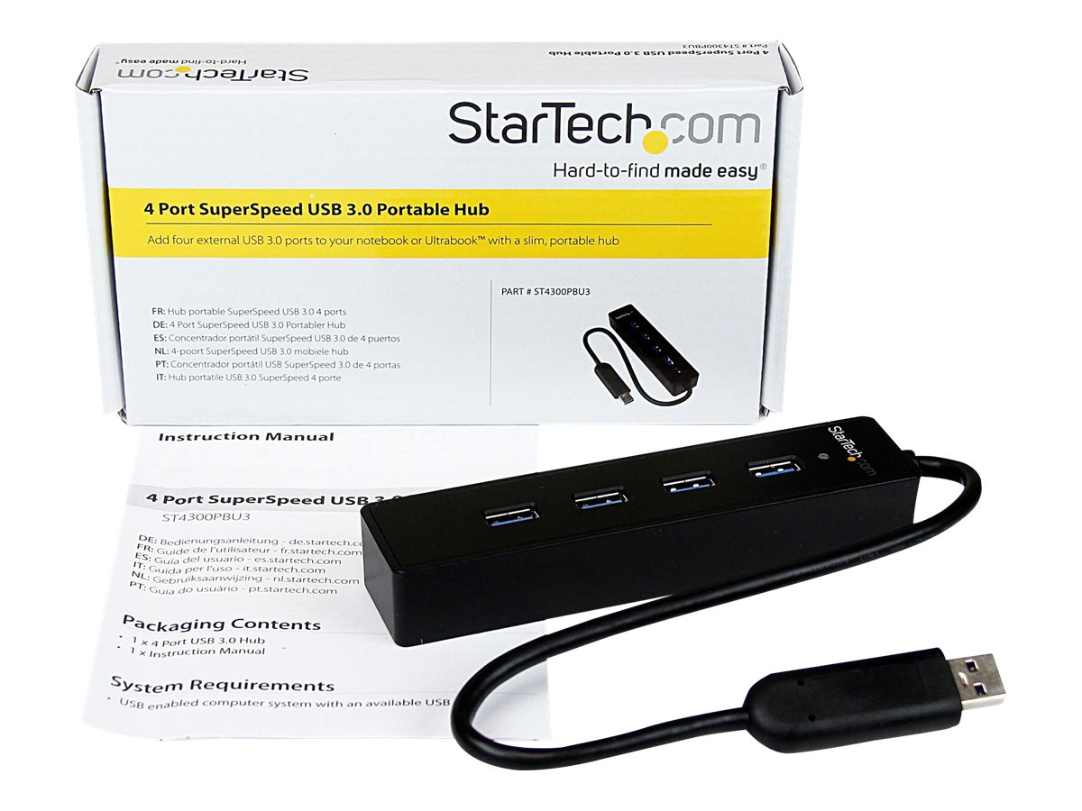 StarTech.com 4 Port USB 3.0 SuperSpeed Hub - Schwarz