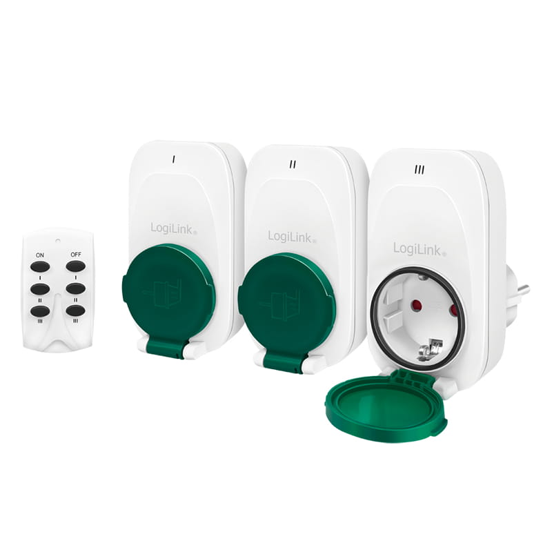LogiLink EC0008 - Smart-Stecker - kabellos - 433.92 MHz - weiß (Packung mit 3)