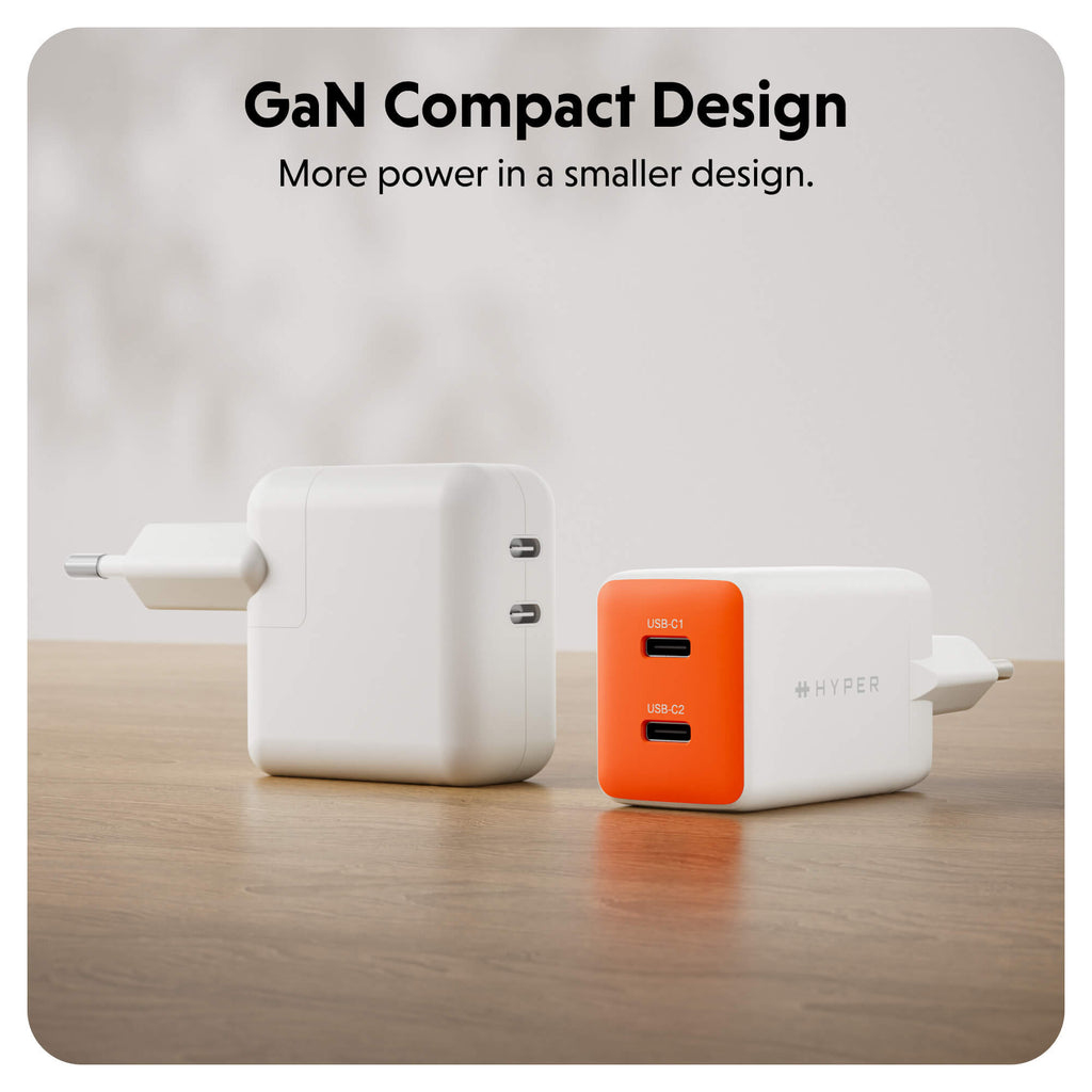 Targus HyperJuice - Netzteil - GaN - 45 watt - 2 Ausgabeanschlussstellen (2 x USB-C)