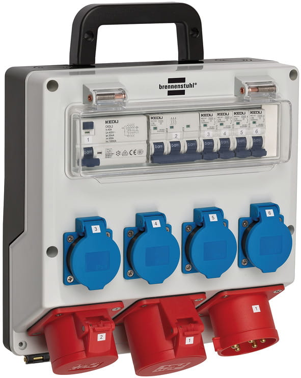Brennenstuhl 1154890020, Schwarz, Blau, Grau, Rot, 7 AC-Ausgänge, 400 V, 32 A, 230 V, 400 V