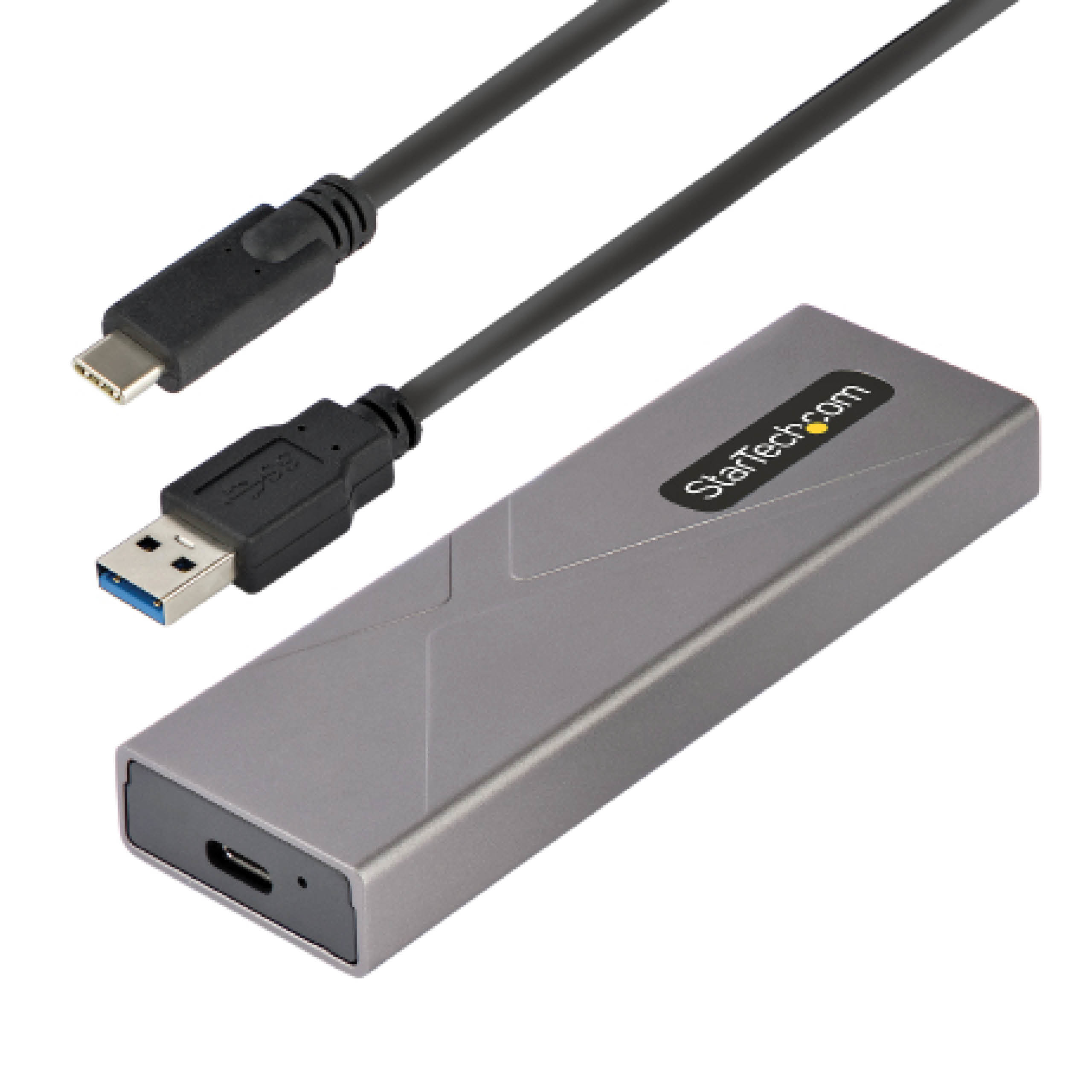 StarTech.com USB-C 10Gbps to M.2 NVMe or M.2 SATA SSD Enclosure, Tool-free M.2 PCIe/SATA NGFF SSD Enclosure, Portable Aluminum Case, USB Type-C & USB-A Host Cables, For 2230/2242/2260/2280 - Works w/ Thunderbolt 3 (M2-USB-C-NVME-SATA)