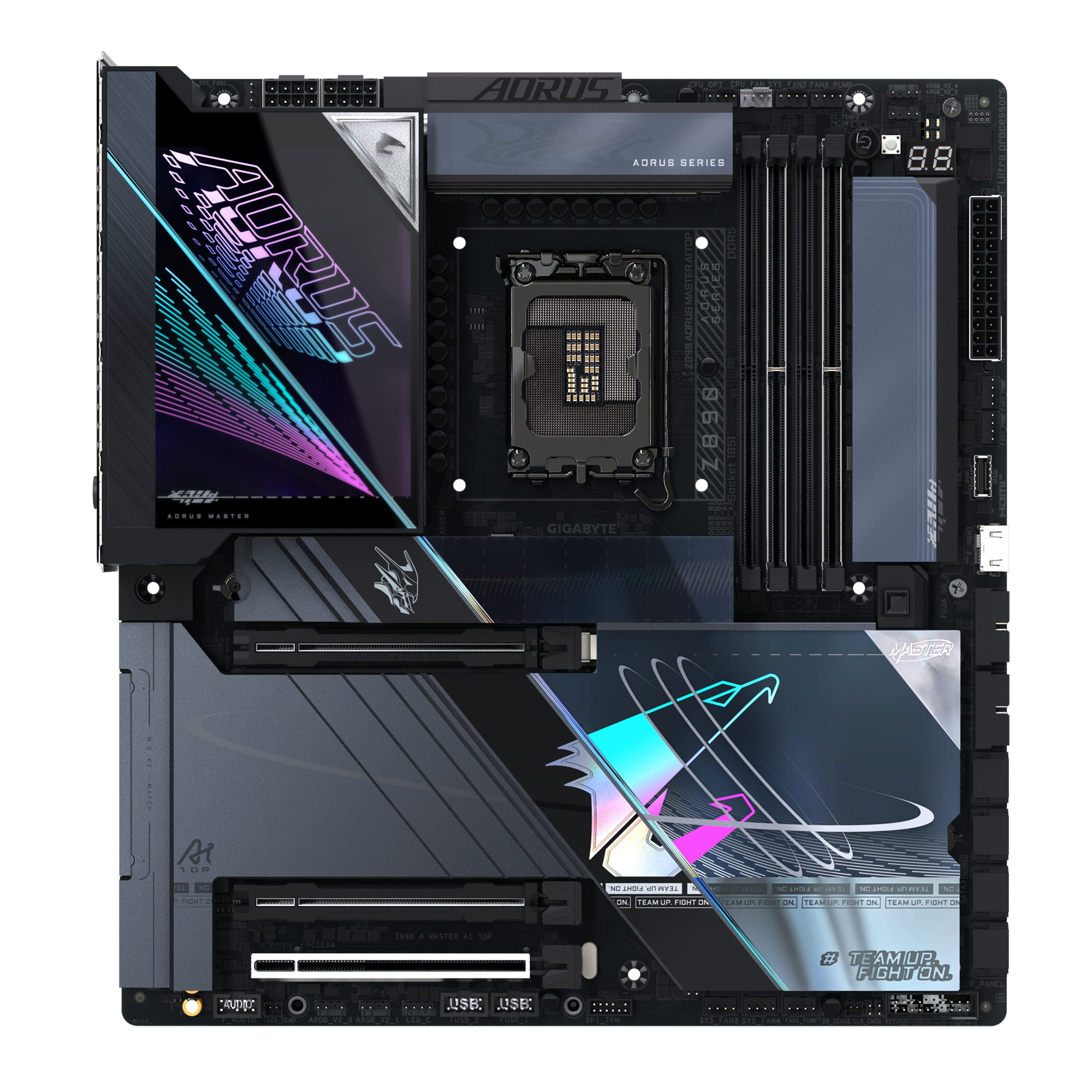 Gigabyte AORUS Z890 MASTER AI TOP - Motherboard - E-ATX - LGA1851-Sockel - Z890 Chipsatz - USB4, USB-C, USB 3.2 Gen 2, USB 3.2 Gen 1 - 2 x 2.5 Gigabit LAN, Bluetooth, Wi-Fi 7 - Onboard-Grafik (CPU erforderlich)