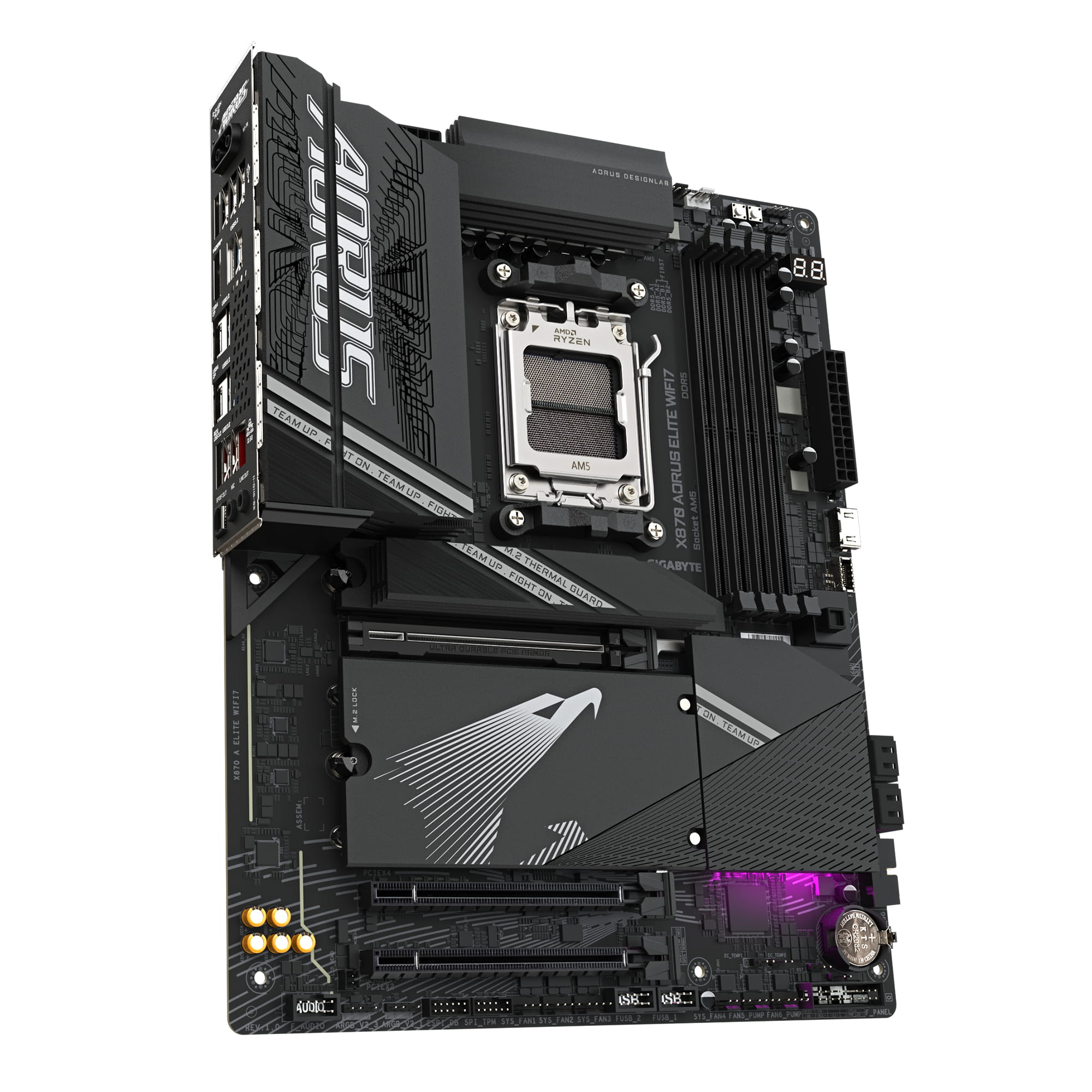 Gigabyte X870 AORUS ELITE WIFI7 Mainboard - Unterstützt AMD Ryzen 9000 CPUs, 16+2+2 Phasen VRM, bis zu 8000MHz DDR5 (OC), 3xPCIe 5.0 + 1xPCIe 4.0, Wi-Fi 7, 2.5GbE LAN, USB 4, AMD, Sockel AM5, AMD Ryzen 7000 Series, AMD Ryzen 8000 Series, AMD Ryzen 9000 