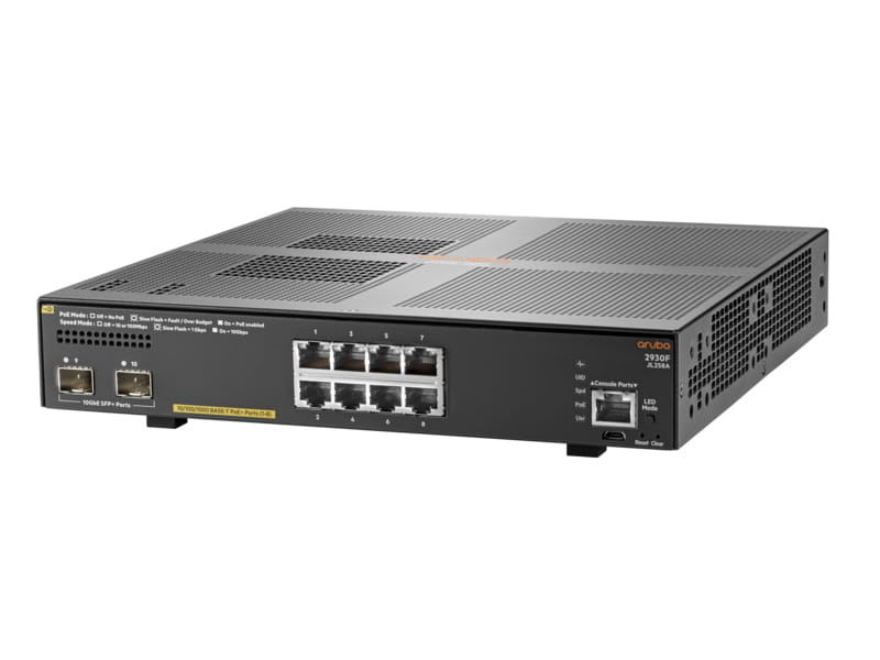 HPE Aruba Networking 2930F 8G PoE+ 2SFP+ - Switch - L3 - managed - 8 x 10/100/1000 (PoE+)