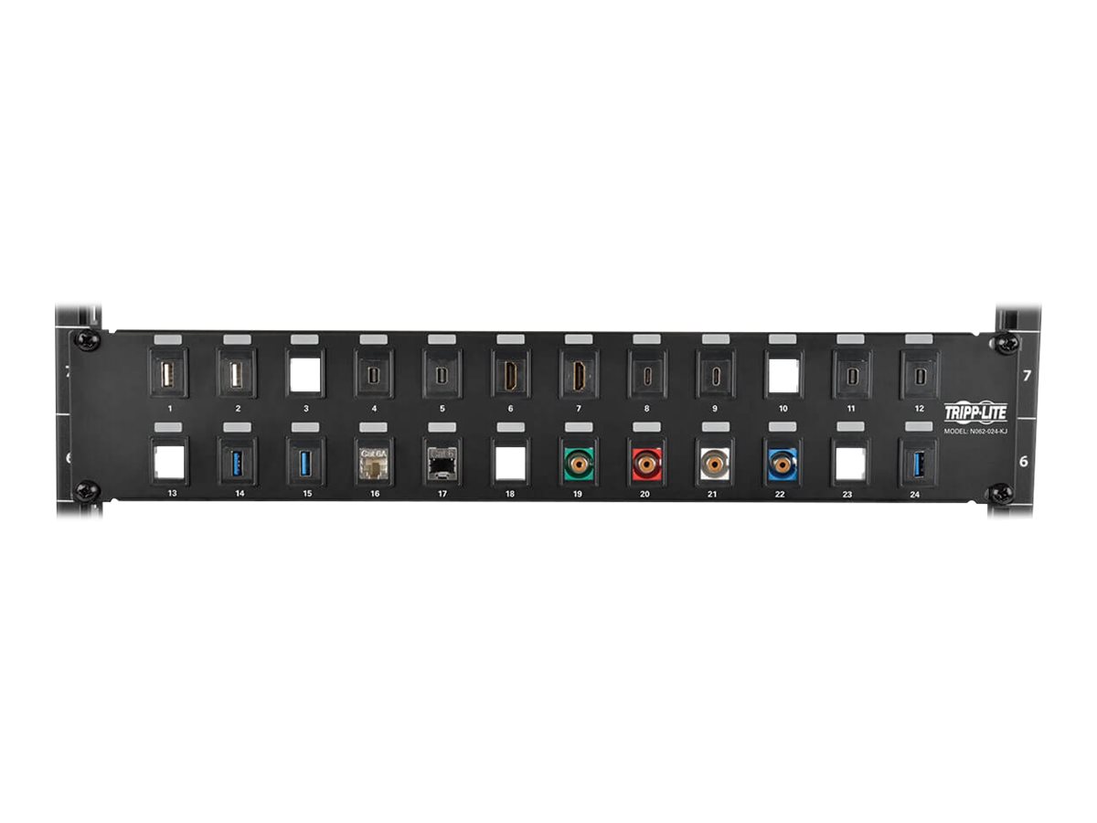 Tripp Eaton Tripp Lite Series 24-Port 2U Rack-Mount Unshielded Blank Keystone/Multimedia Patch Panel, RJ45 Ethernet, USB, HDMI, Cat5e/6 - Patch Panel - Schwarz - 2U - 48.3 cm (19")