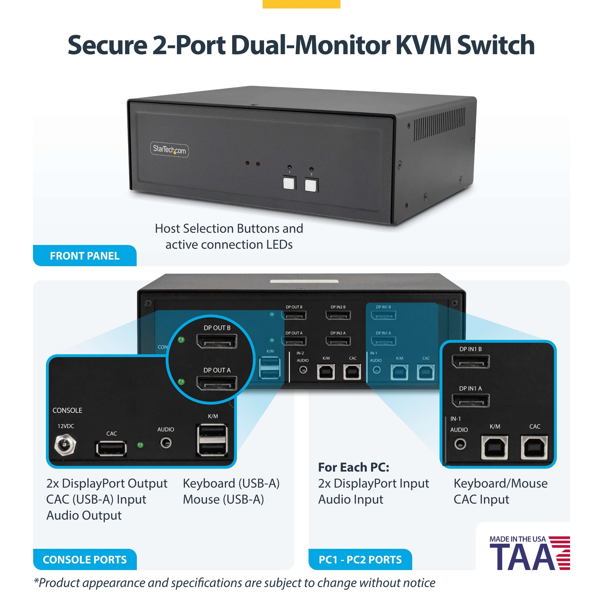 StarTech.com KVM-Switch - sicher - 2 x KVM