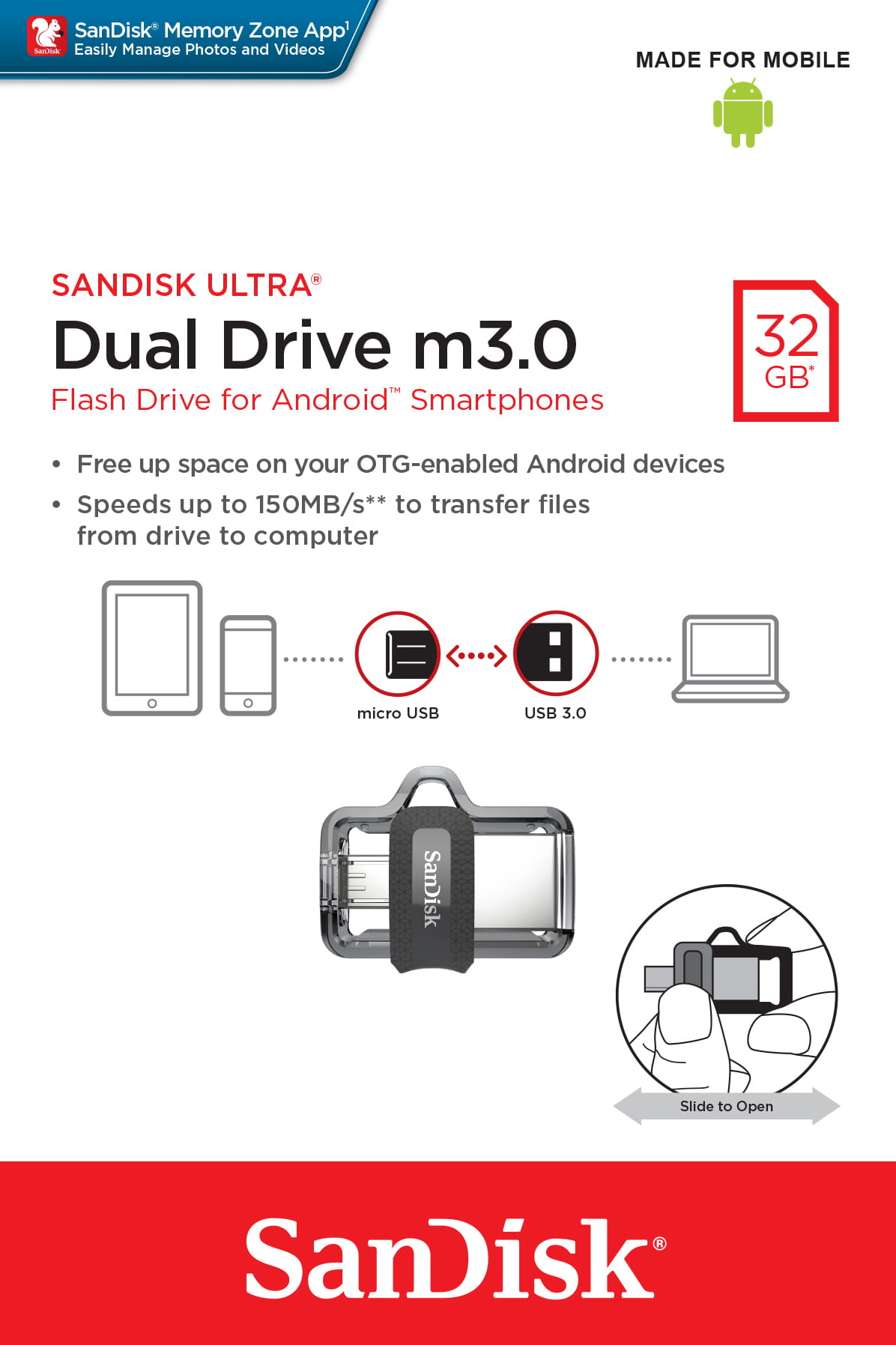 SanDisk Ultra Dual - USB-Flash-Laufwerk - 32 GB
