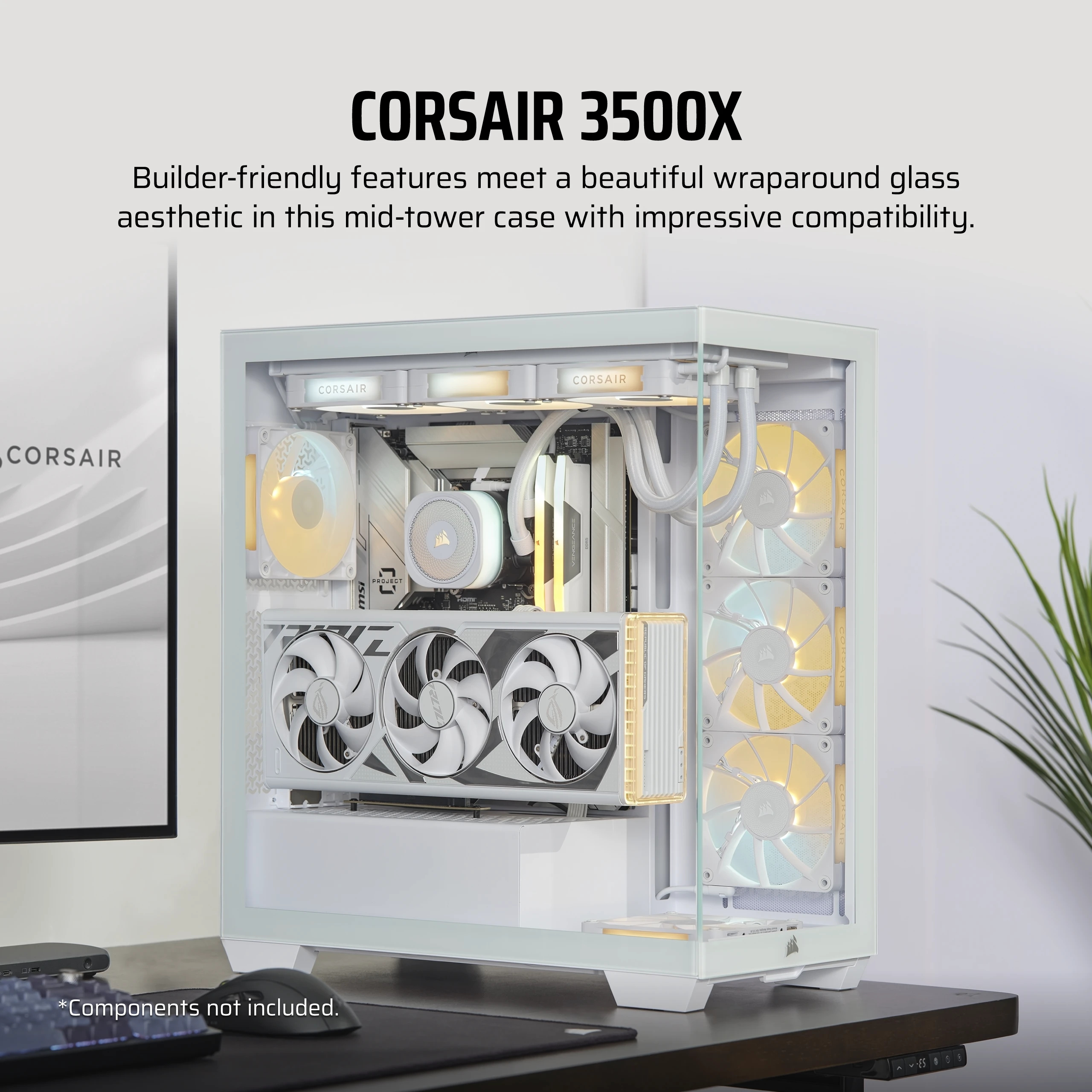 Corsair 3500X - Mid tower - E-ATX - Seitenteil mit Fenster (gehärtetes Glas)