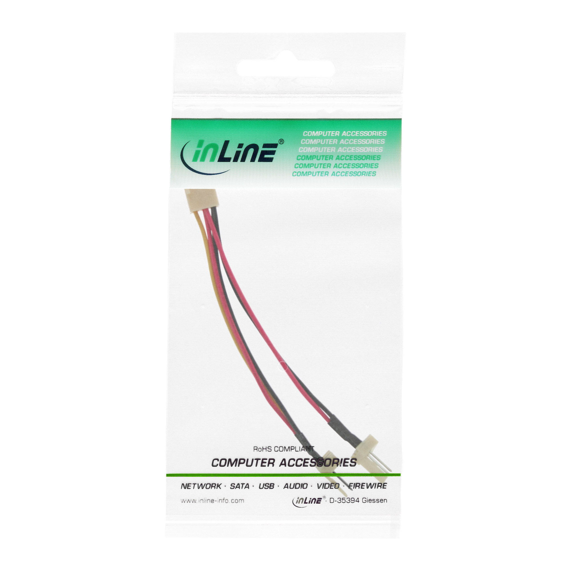 InLine Lüfter Adapterkabel - 3pol Molex BU an 2x 3pol Molex ST - 100er Pack