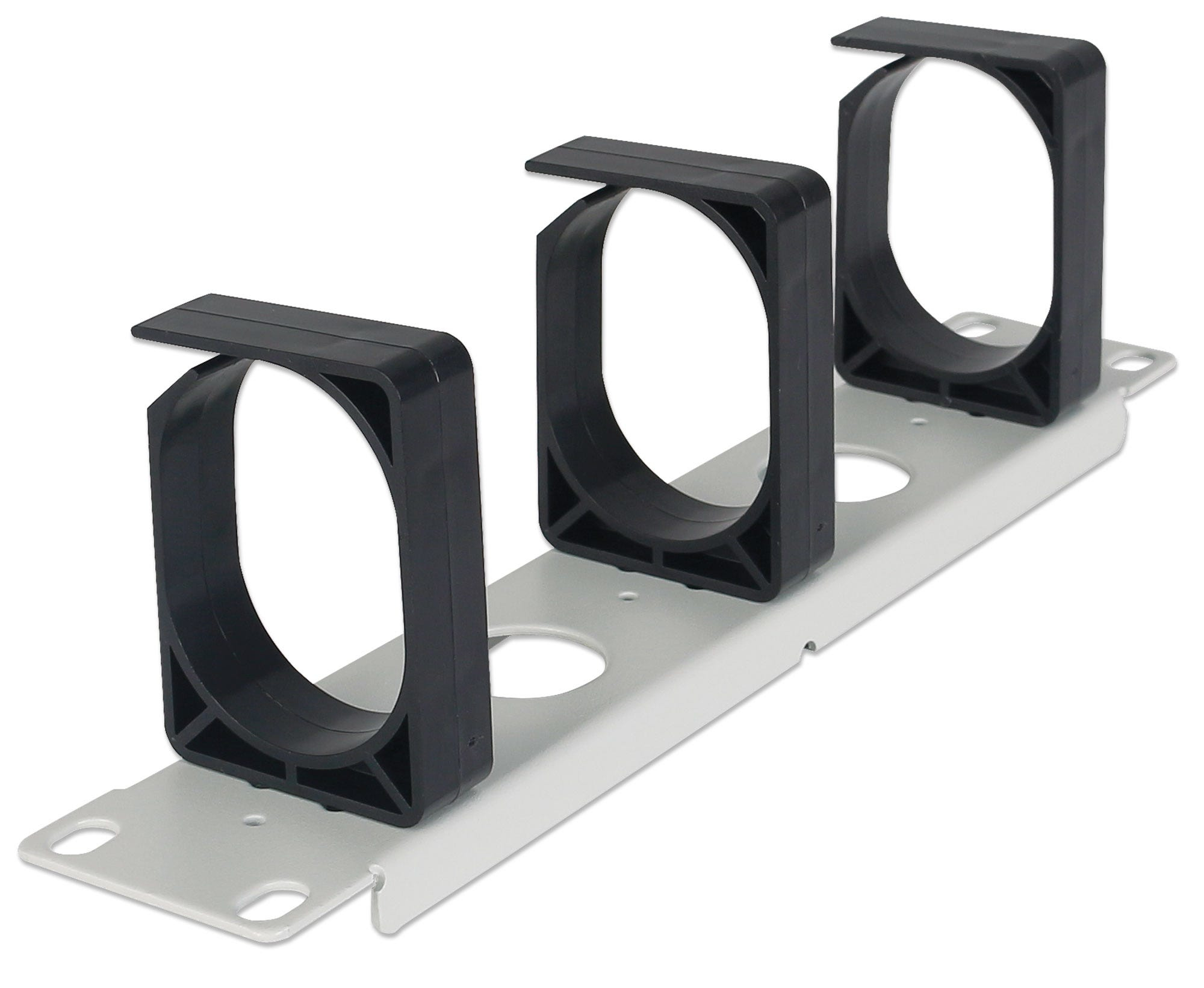 Intellinet Kabelmanagement für 10"-Schränke, 1 HE, drei große Kunststoffringe, grau - Kabelmanagementplatte mit Ringen - Rack montierbar - Grau, RAL 7035 - 1U - 25.4 cm (10")