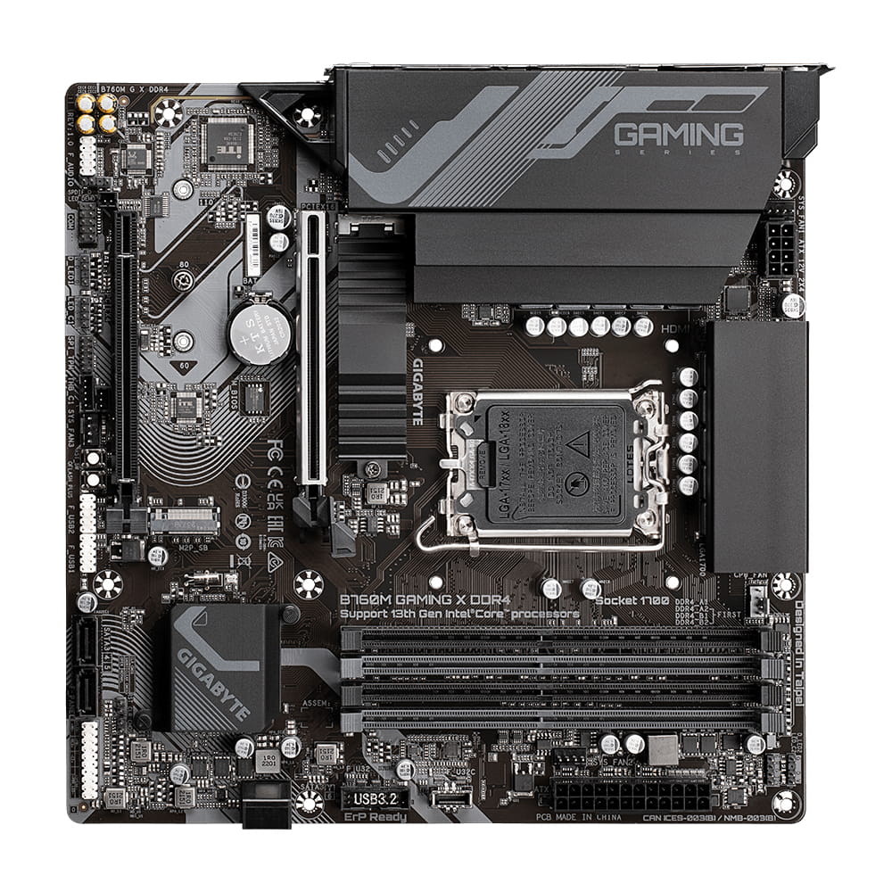 Gigabyte B760M GAMING X DDR4 - 1.0 - Motherboard - micro ATX - LGA1700-Sockel - B760 Chipsatz - USB-C 3.2 Gen2, USB 3.2 Gen 1 - 2.5 Gigabit LAN - Onboard-Grafik (CPU erforderlich)