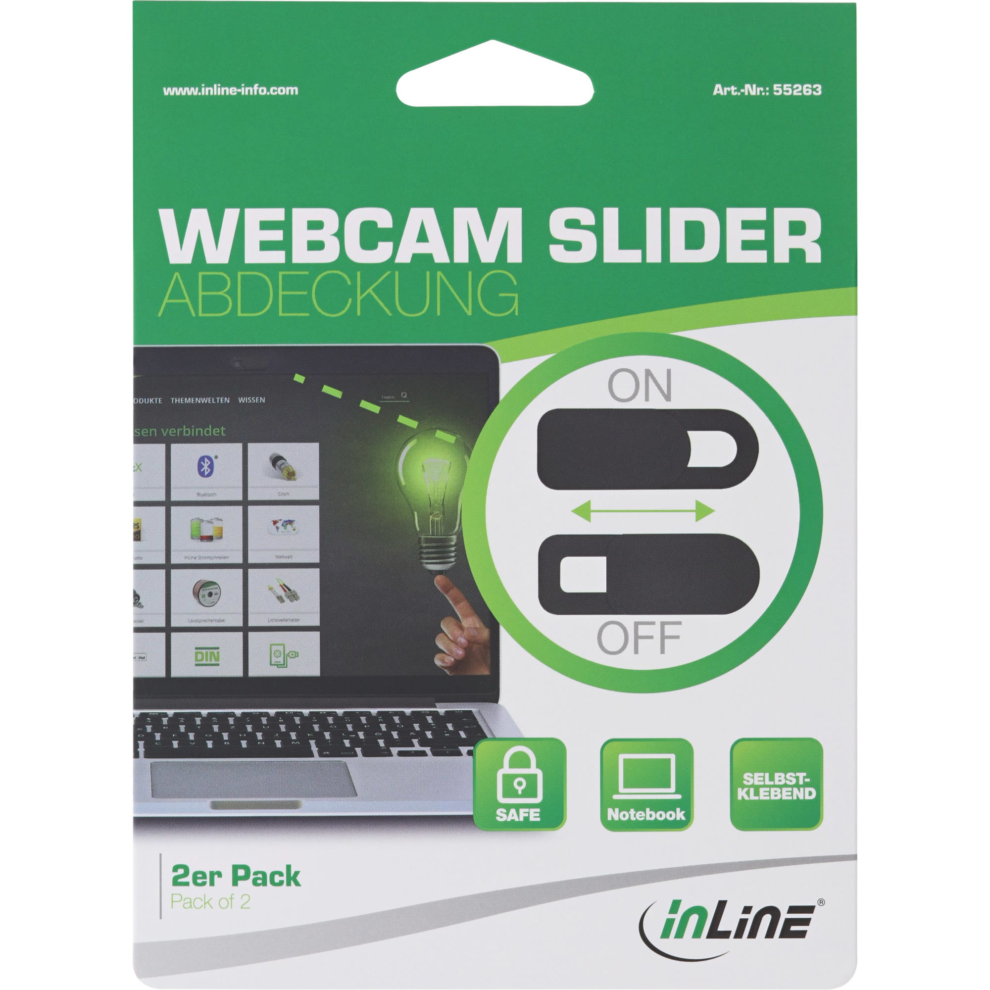InLine Webcam Slider Abdeckung - 2er Pack - schwarz