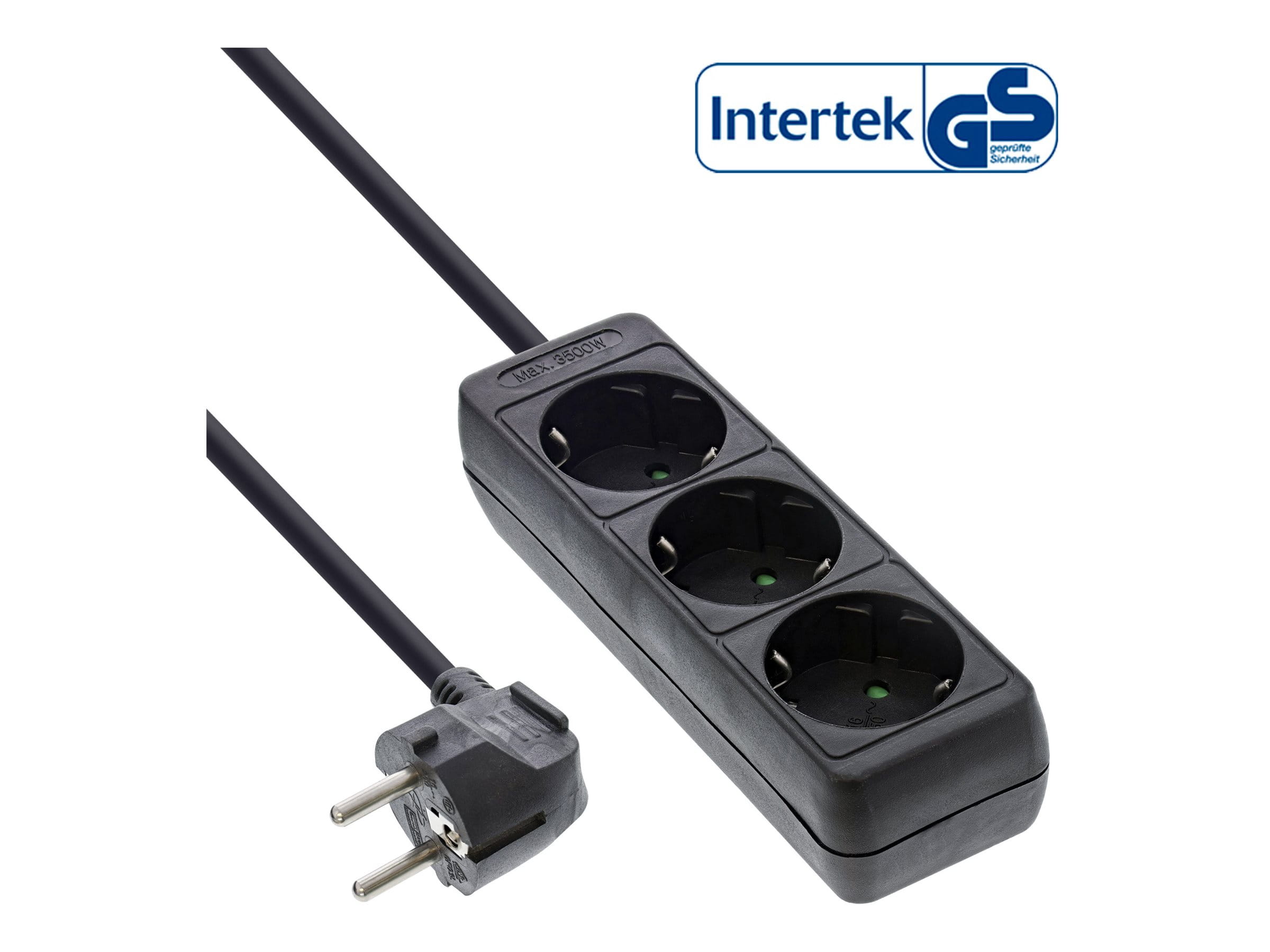 InLine Steckdosenleiste - 3-fach Schutzkontakt - schwarz - 3m InLine Steckdosenleiste - 3-fach Schutzkontakt - schwarz - 3m