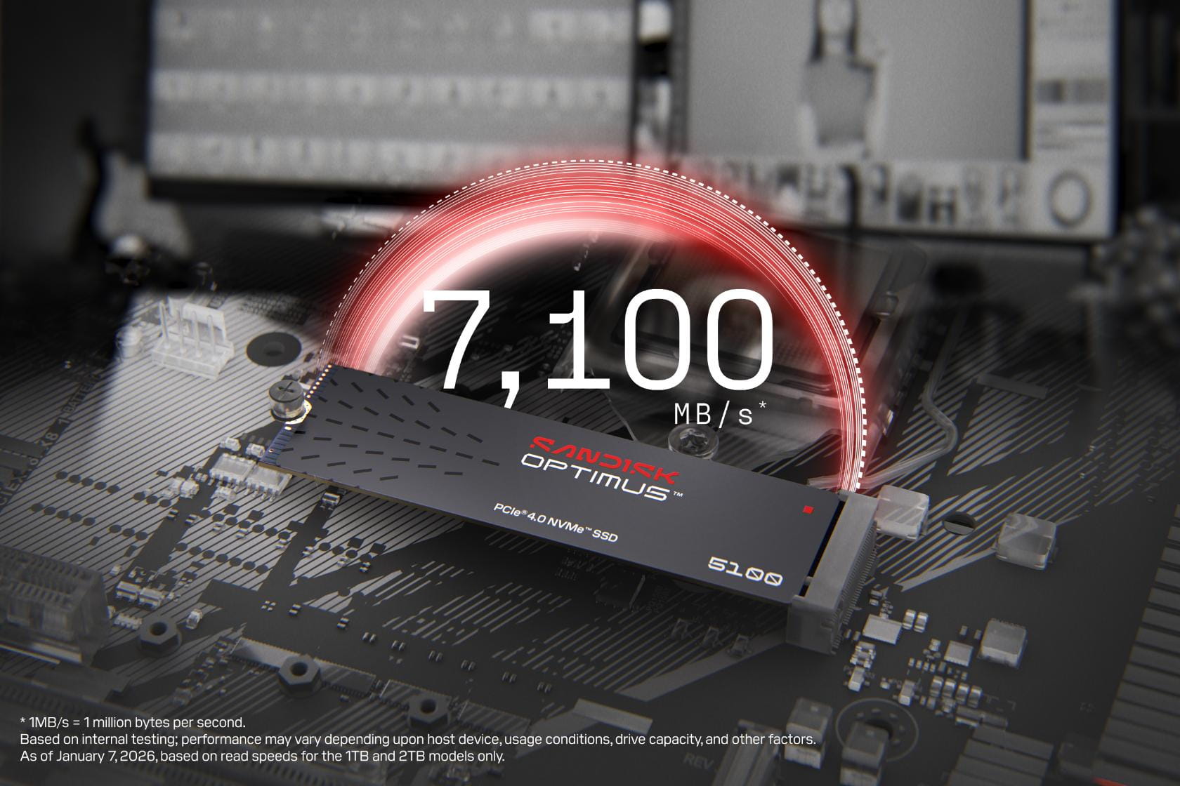 SanDisk Optimus 5100 - SSD - 1 TB - intern - M.2 2280 - PCIe 4.0 x4 (NVMe)