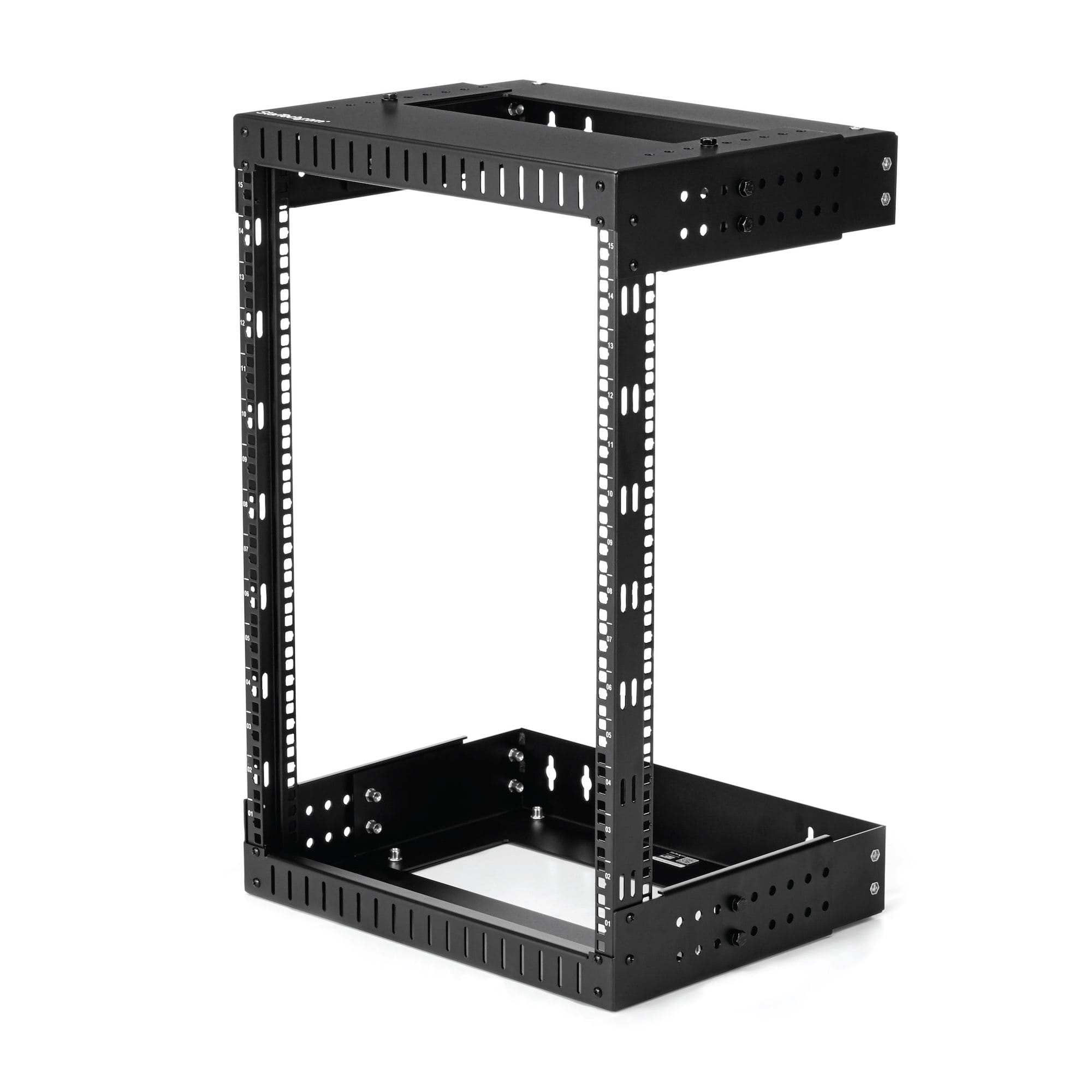 StarTech.com 2-Pfosten 15HE Heavy-Duty Wandmontage Netzwerk-Rack, 19" Open Frame Server Rack mit Einstellbarer Tiefe, Wandmontage Daten-Rack für IT/AV/Patch Panele/Computer - Käfigmuttern und Schrauben inkl., Wandmontiertes Regal, 15U, 90 kg, 15,2 kg,