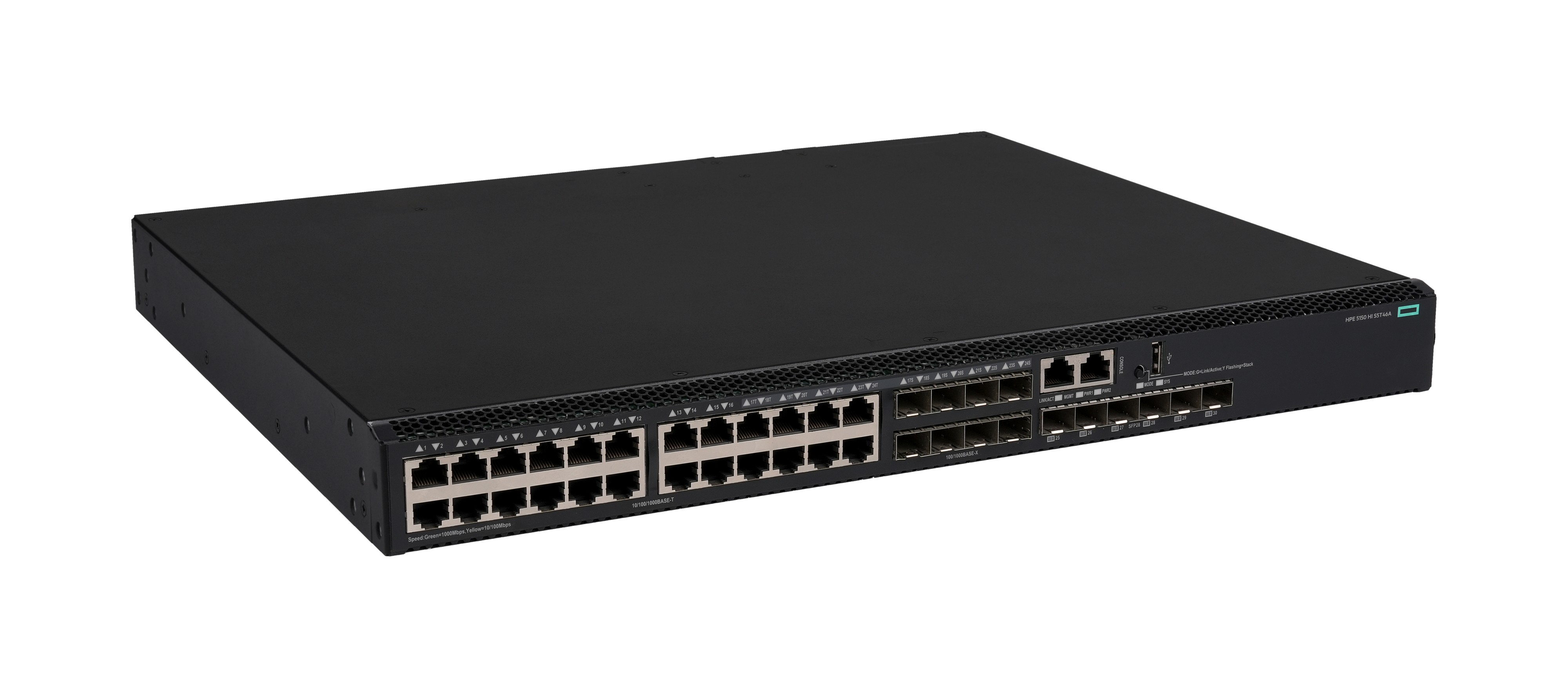 HPE Networking Comware 5150HI 24p 10M/100M/1G 8p SFP 1G Combo 6p SFP28 10G/25G Switch - Switch - L3 - managed - 48 x 10/100/1000Base-T + 8 x 100/1000Base-X SFP + 6 x 10 Gigabit / 25 Gigabit SFP28 (uplink / stacking)
