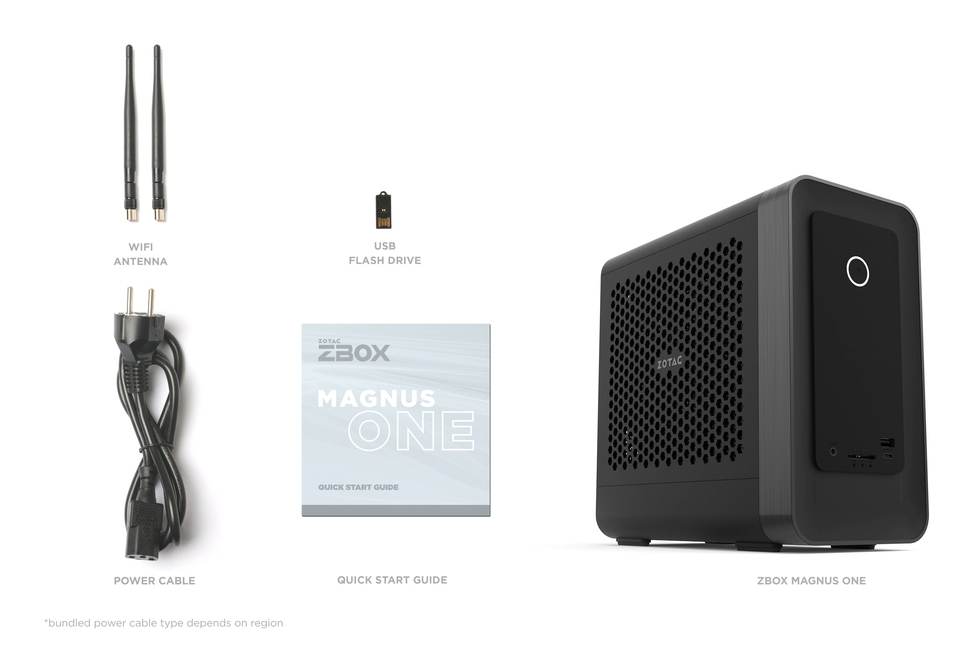 ZOTAC ZBOX MAGNUS ONE EU275070C, Mini-Tower, PC Barebone, DDR5-SDRAM, PCI Express, Serial ATA III, Wi-Fi 7 (802.11be), 500 W