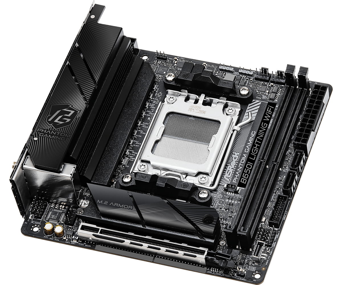 ASRock Phantom Gaming B650I Lightning WiFi - Motherboard - Mini-ITX - Socket AM5 - AMD B650 Chipsatz - 2.5 Gigabit LAN, Wi-Fi 6E, Bluetooth - Onboard-Grafik (CPU erforderlich)