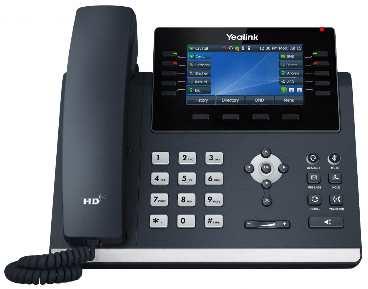 Yealink SIP-T46U, IP-Telefon, Grau, Kabelloses Mobilteil, 1000 Eintragungen, LCD, 10,9 cm (4.3")