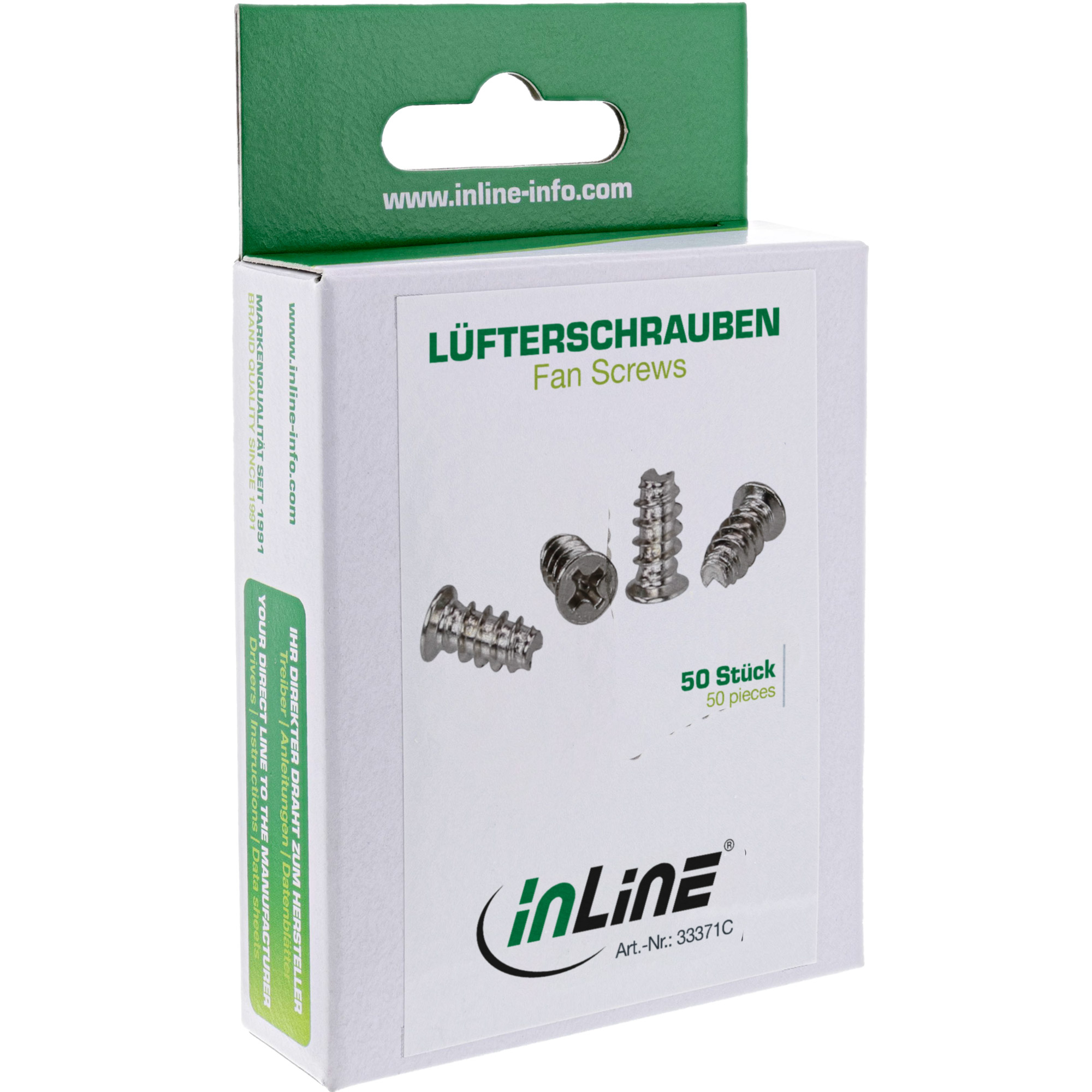 InLine Lüfterschrauben - 5,0x10,0mm - silbern 50er Pack