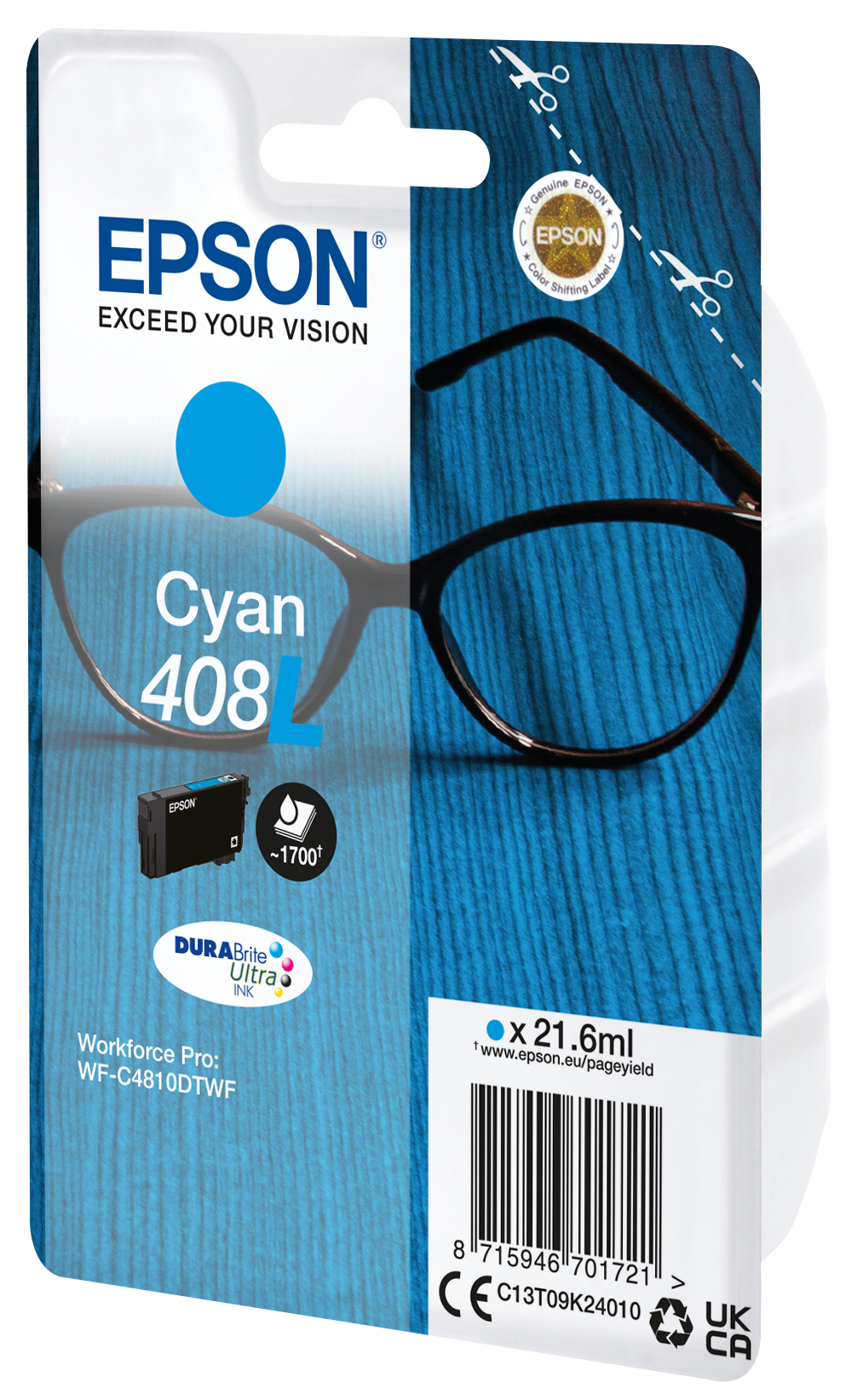 Epson 408L - 21.6 ml - Cyan - original - Blisterverpackung
