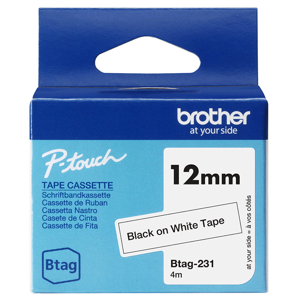 Brother BTAG-231 - Schwarz auf Weiß - Rolle (1,2 cm x 4 m)