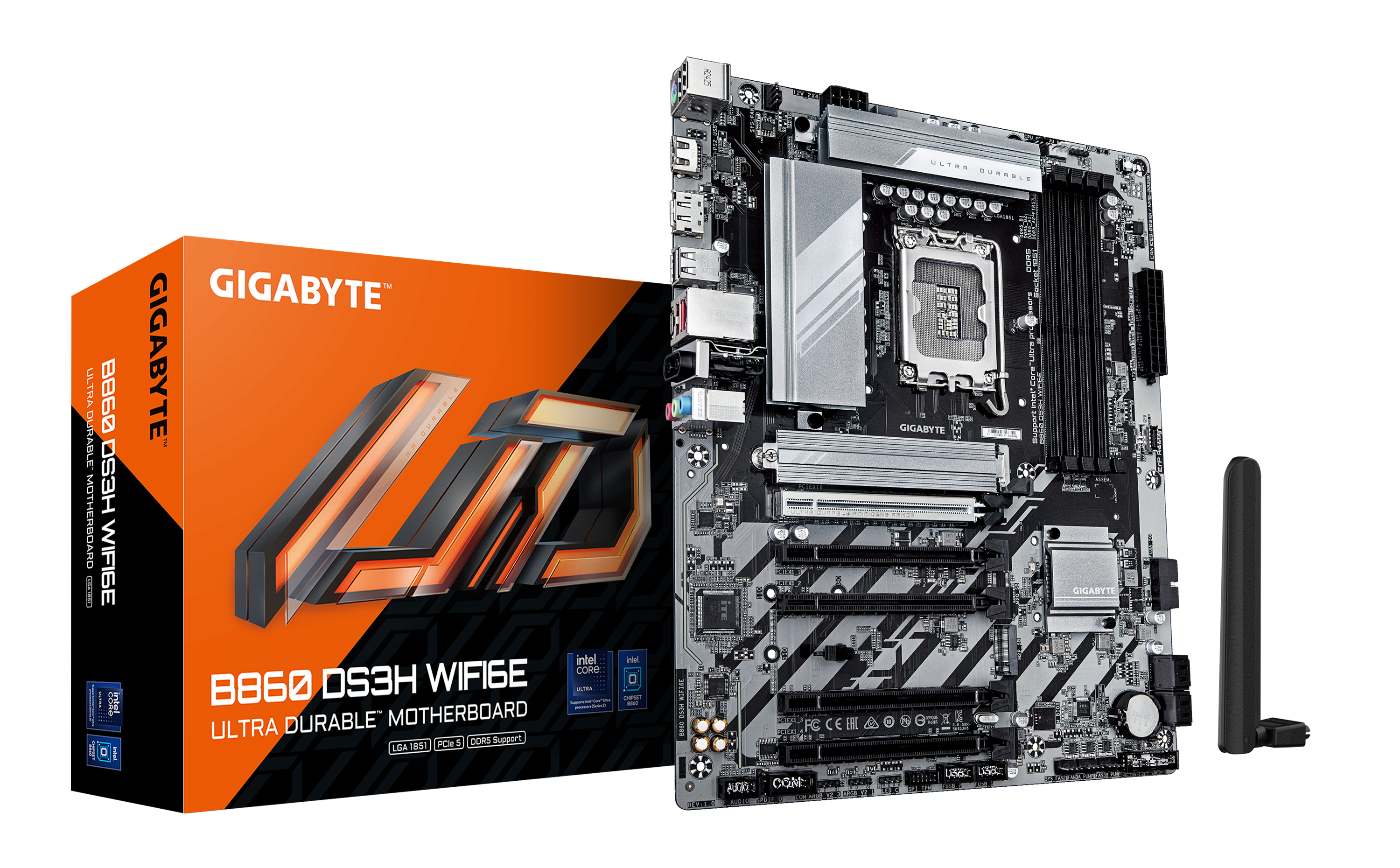 Gigabyte B860 DS3H WIFI6E - Motherboard - ATX - LGA1851 Sockel - B860 Chipsatz - USB-C 3.2 Gen 2x2, USB 3.2 Gen 2, USB-C 3.2 Gen 1, USB 3.2 Gen 1 - 2.5 Gigabit LAN, Bluetooth, Wi-Fi 6E - Onboard-Grafik (CPU erforderlich)