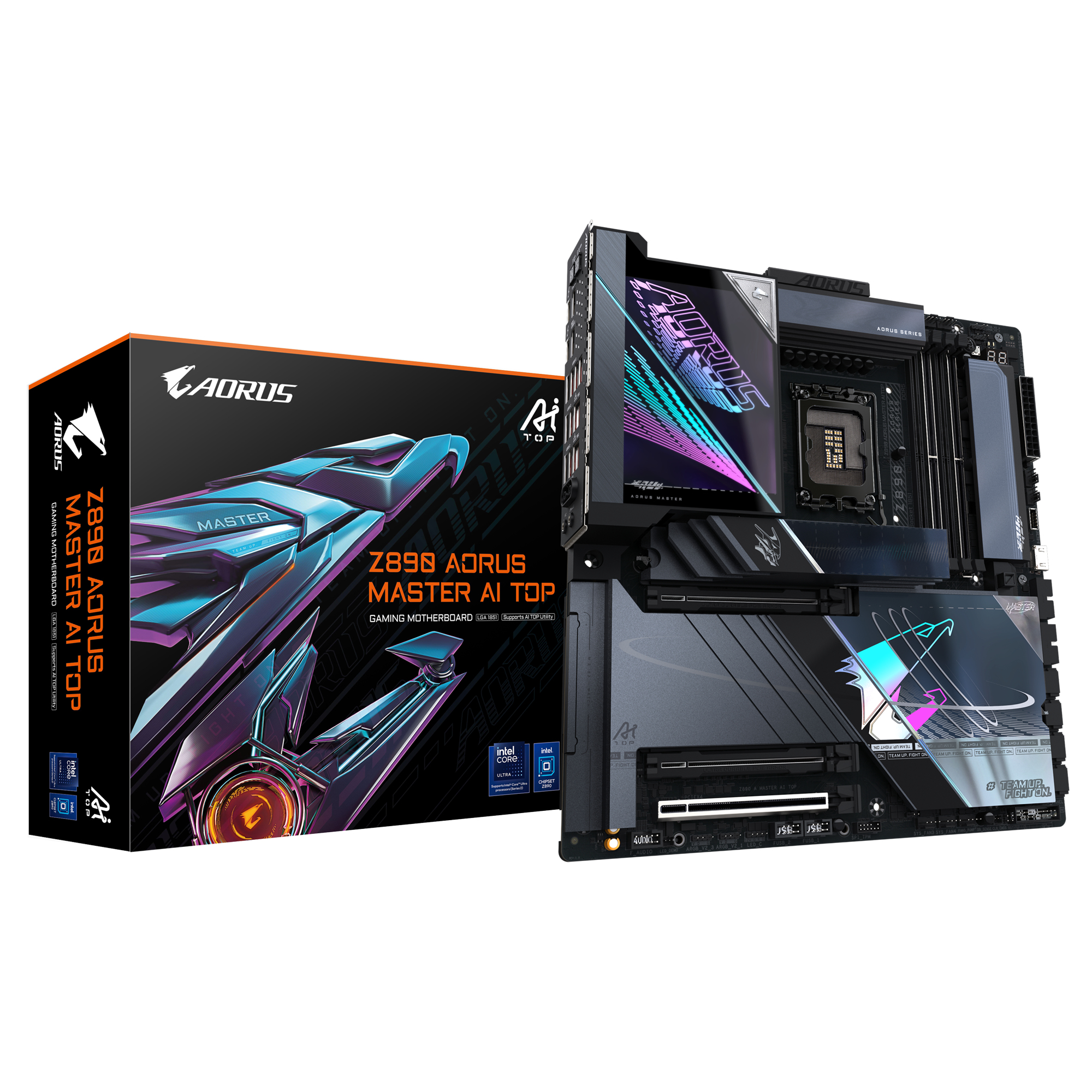 Gigabyte AORUS Z890 MASTER AI TOP - Motherboard - E-ATX - LGA1851-Sockel - Z890 Chipsatz - USB4, USB-C, USB 3.2 Gen 2, USB 3.2 Gen 1 - 2 x 2.5 Gigabit LAN, Bluetooth, Wi-Fi 7 - Onboard-Grafik (CPU erforderlich)