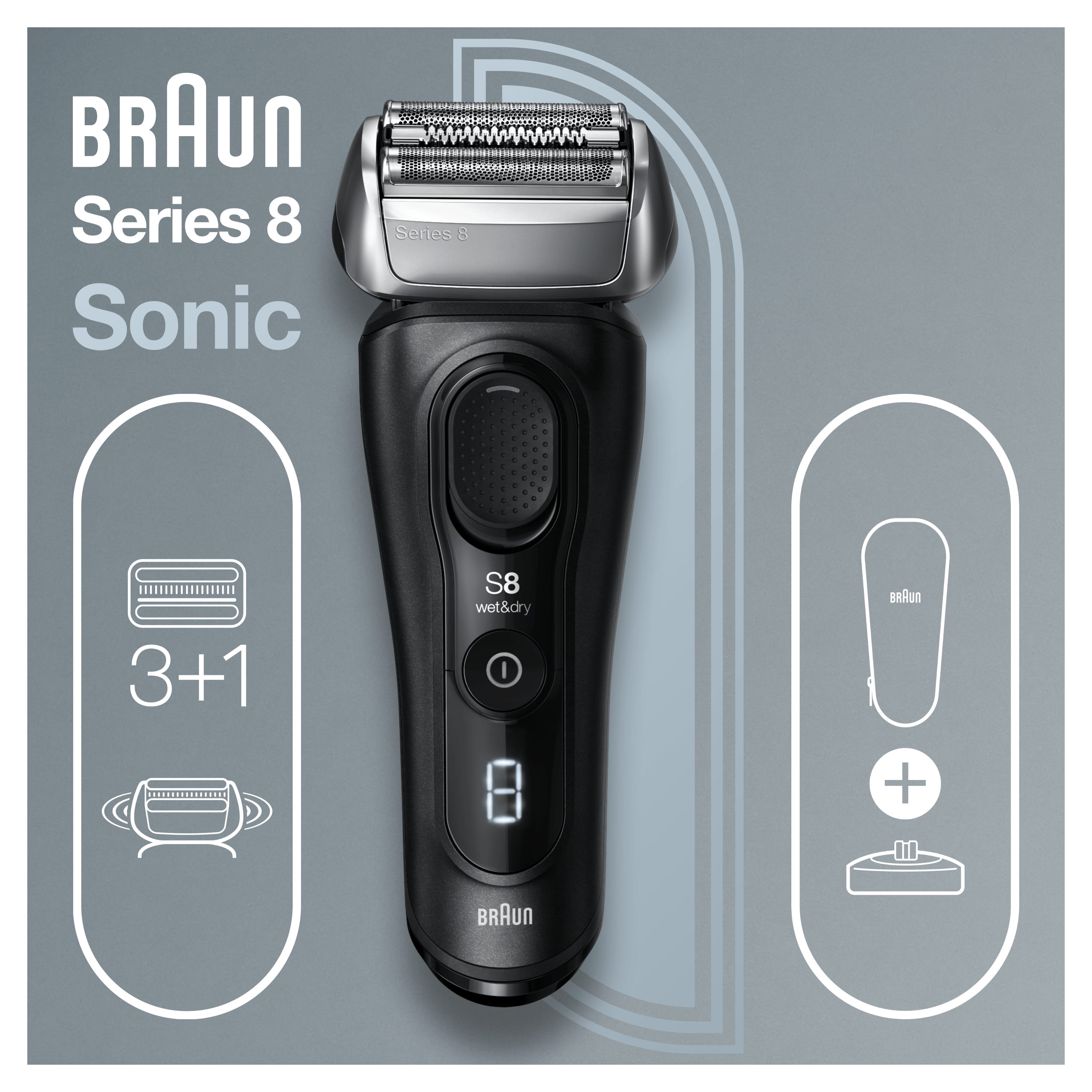 Braun Series 8 81747473, Folienschaber, Schwarz, LED, Akku, Lithium-Ion (Li-Ion), Integrierte Batterie