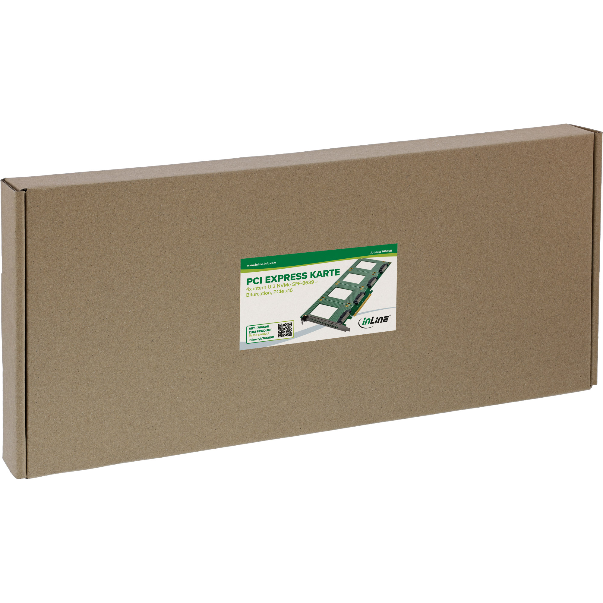 InLine PCIe Karte zu 4x intern U.2 NVMe SFF-8639 – Bifurcation - PCIe x16