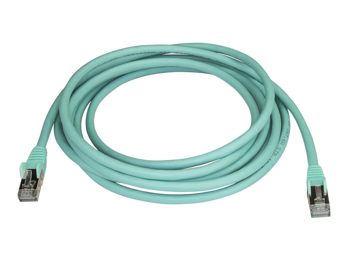 StarTech.com 3m CAT6A Ethernet Cable, 10 Gigabit Shielded Snagless RJ45 100W PoE Patch Cord, CAT 6A 10GbE STP Network Cable w/Strain Relief, Aqua, UL Certified Wiring/TIA - Category 6A - 26AWG (6ASPAT3MAQ)
