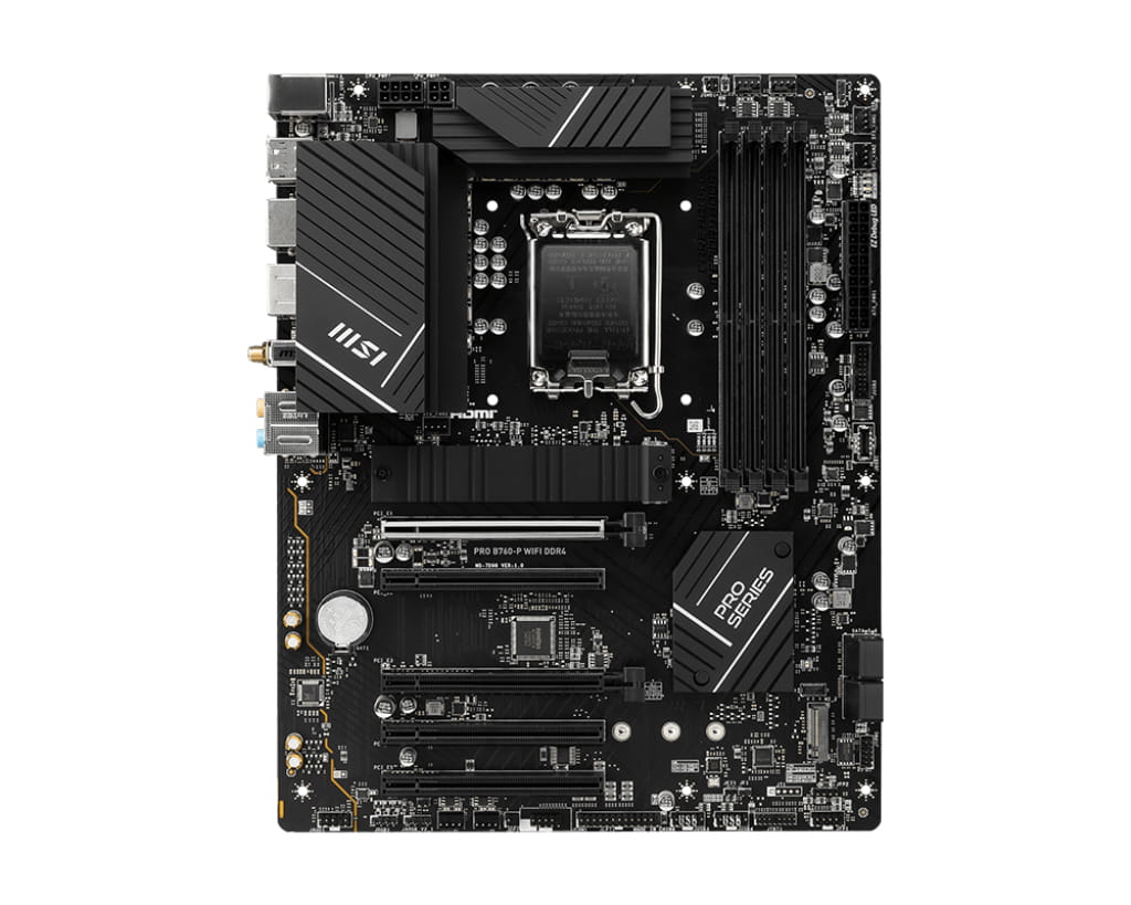 MSI PRO B760-P WIFI DDR4 - Motherboard - ATX - LGA1700 Sockel - B760 Chipsatz - USB 3.2 Gen 2, USB 3.2 Gen 1, USB-C 3.2 Gen2, USB-C 3.2 Gen 1 - 2.5 Gigabit LAN, Wi-Fi 6E, Bluetooth - HD Audio (8-Kanal)