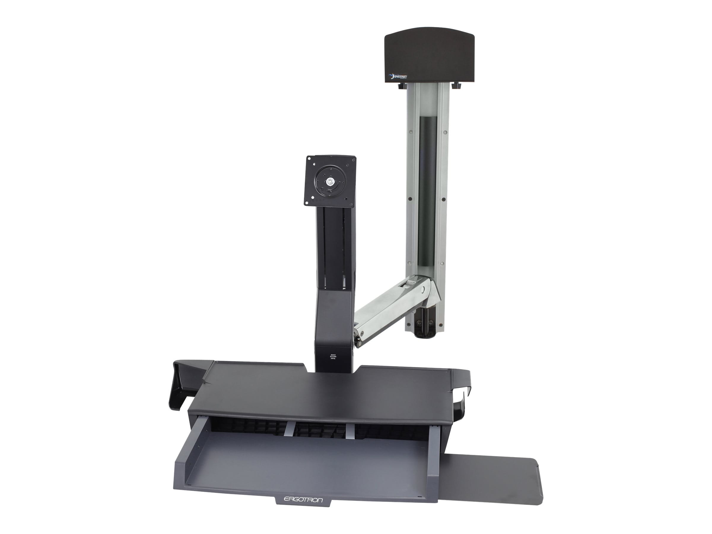 Ergotron Sit-Stand Combo Ablageflächen-System - Befestigungskit (Griff, CPU-Halter, 2 Schienenabdeckungen, 2 Kabelkanäle, Handgelenkkissen, Display-Halterung, Tastatur-Tablett, CPU Wandhalterung, Mausablage zum Herausziehen, VESA-Halterung, Wandschiene