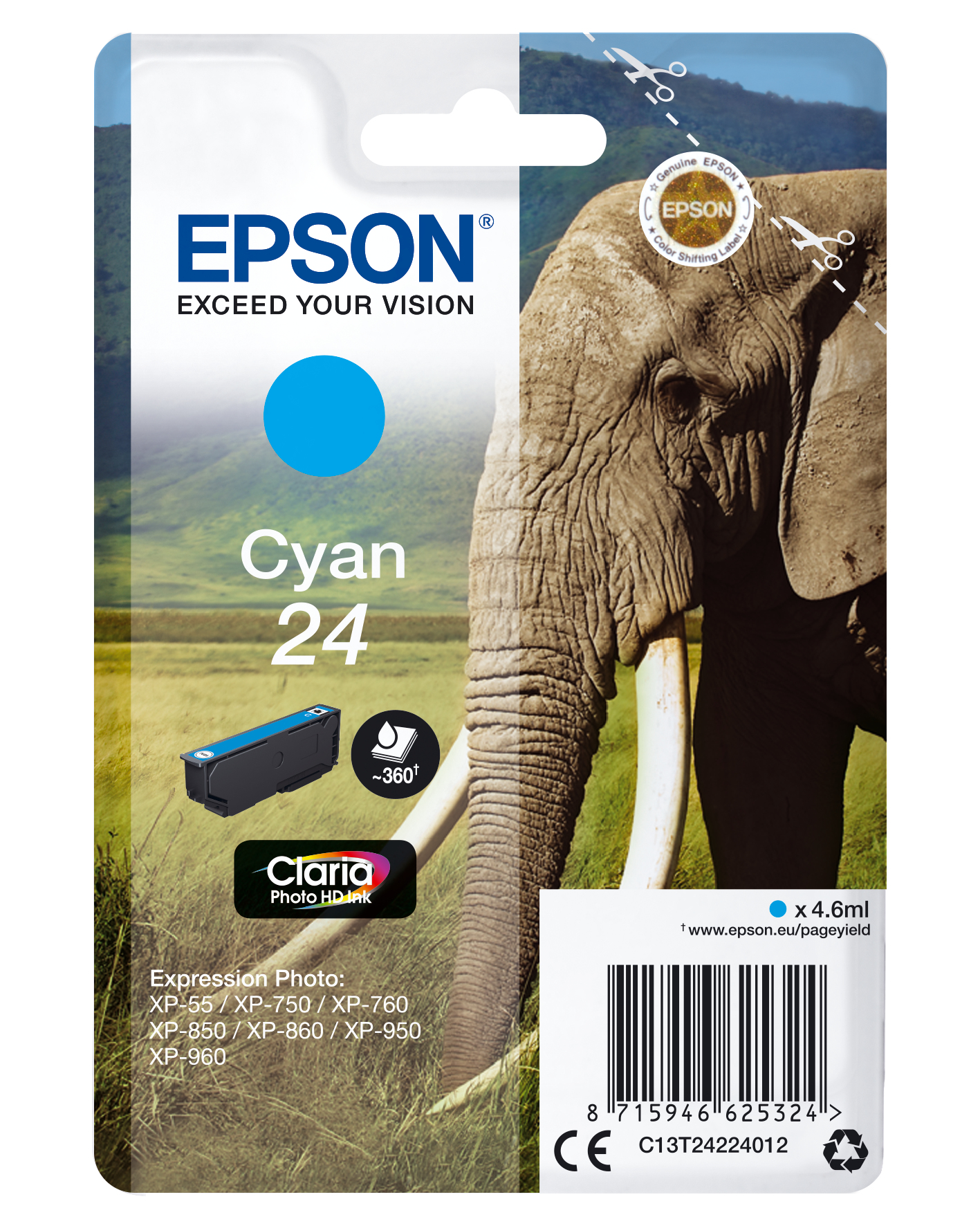 Epson 24 - 4.6 ml - Cyan - Original - Tintenpatrone