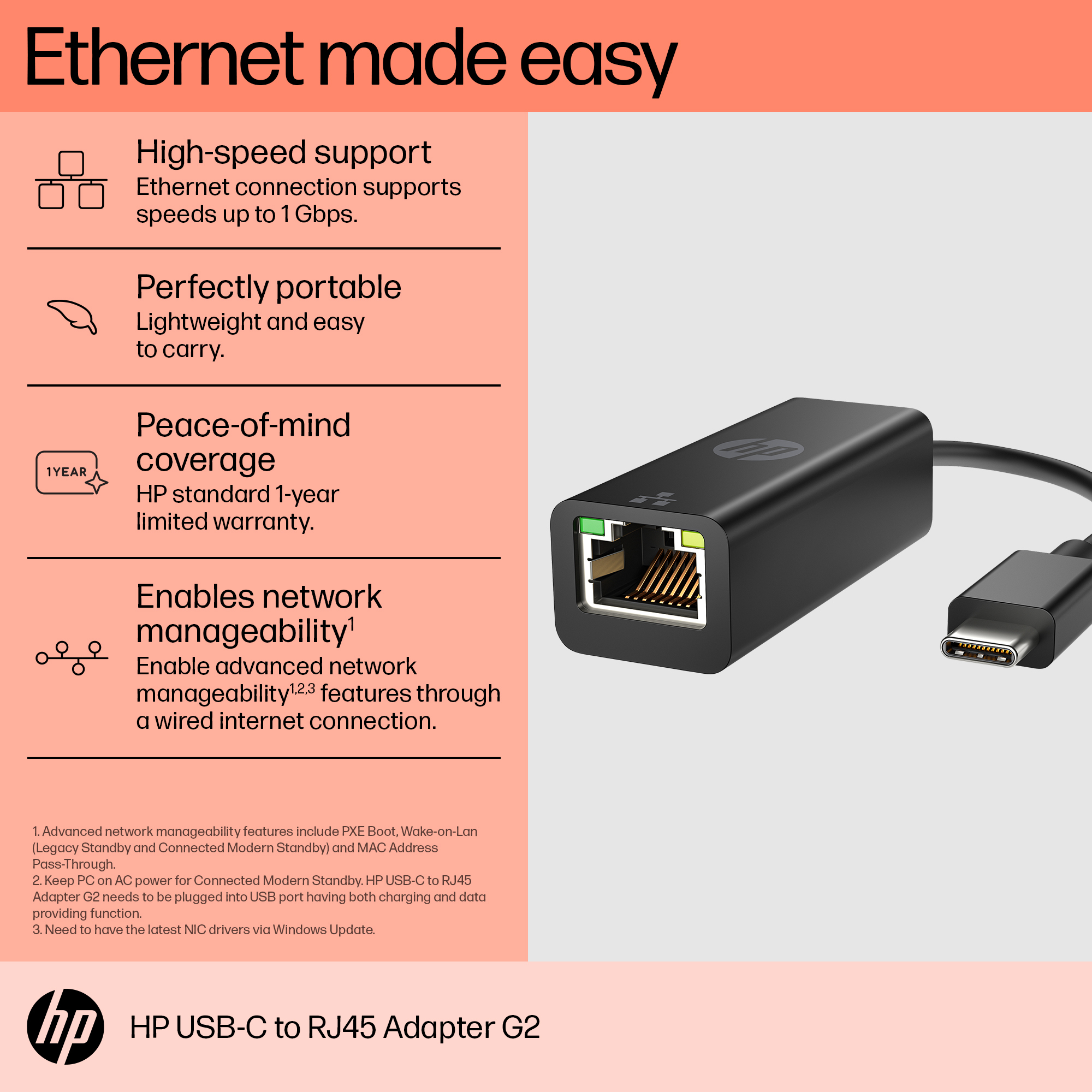 HP USB-C to RJ45 Adapter G2 - Netzwerkadapter